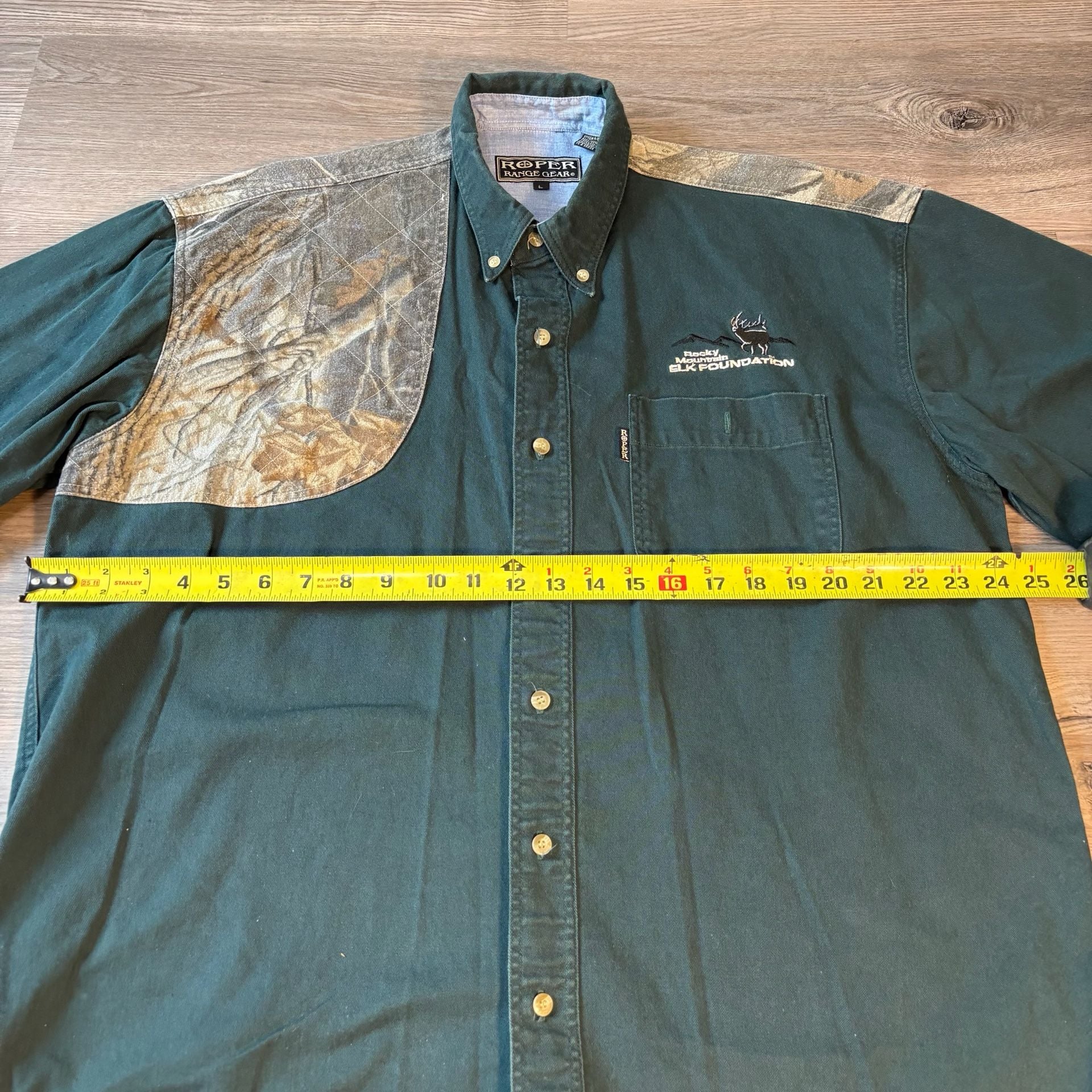Roper Range Gear Rocky Mountain Elk Foundation Camo Long Sleeve Shirt Size L 6