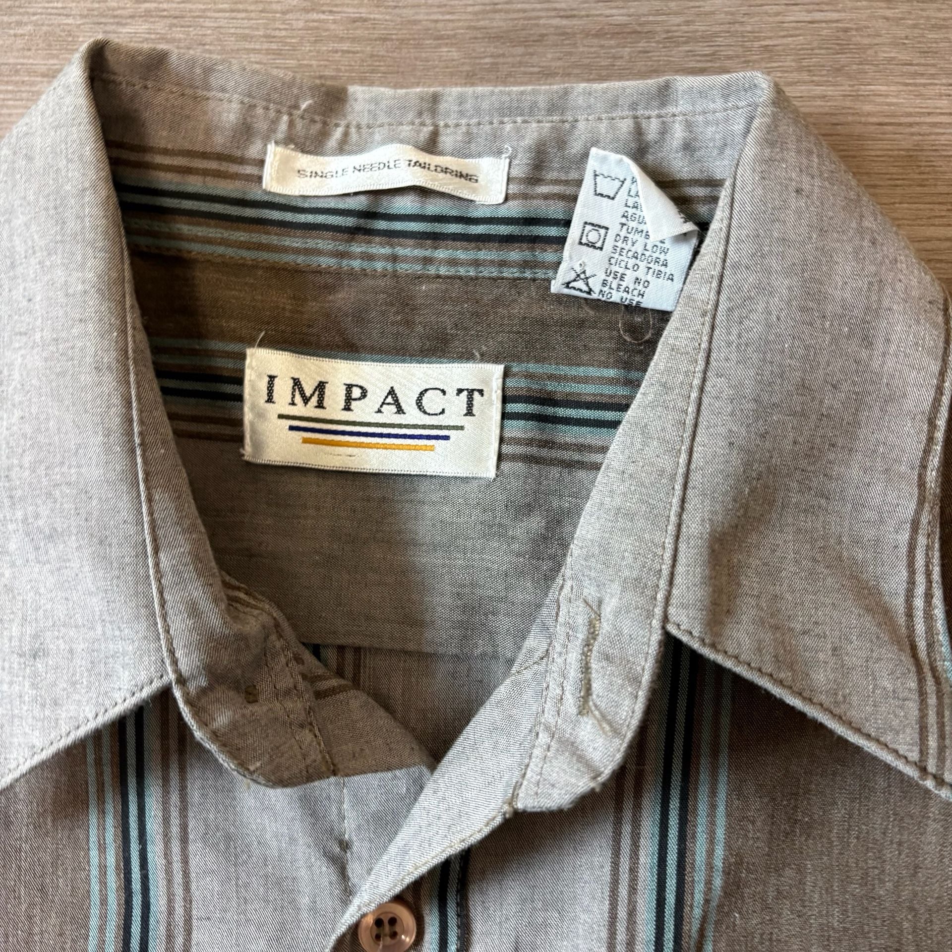 Impact Men's Vintage Striped Long Sleeve Button-Down Shirt 3