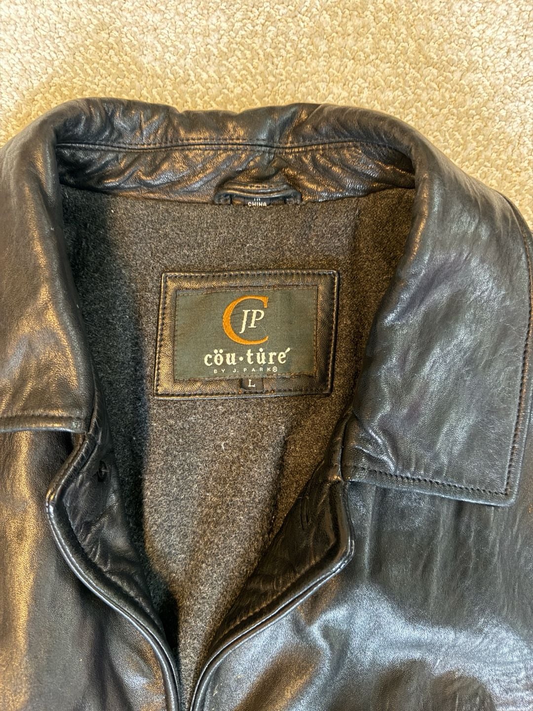 JP Couture by J. Park Vintage Black Genuine Leather Button-Up Jacket 3