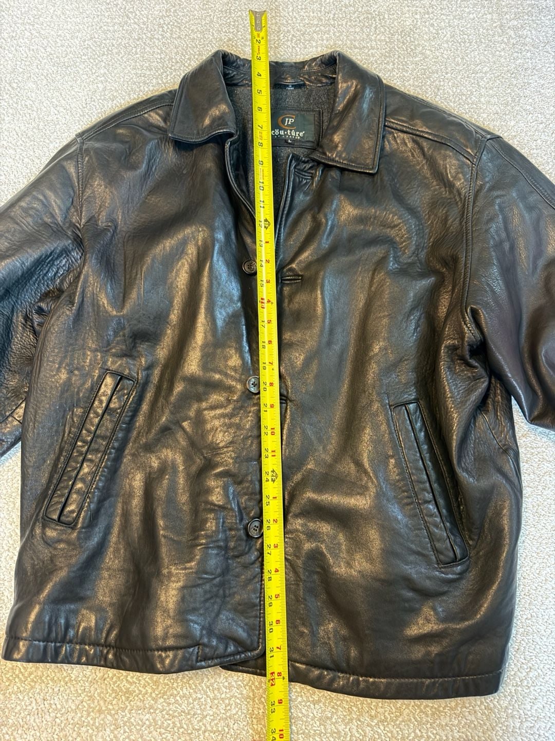 JP Couture by J. Park Vintage Black Genuine Leather Button-Up Jacket 4