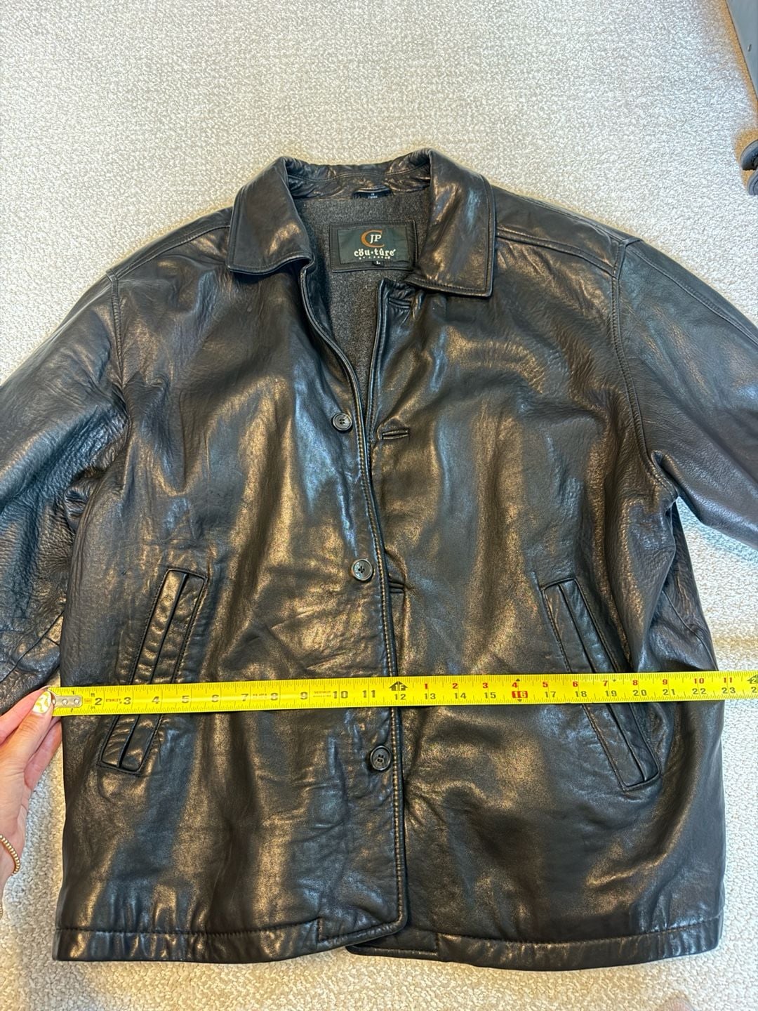 JP Couture by J. Park Vintage Black Genuine Leather Button-Up Jacket 5