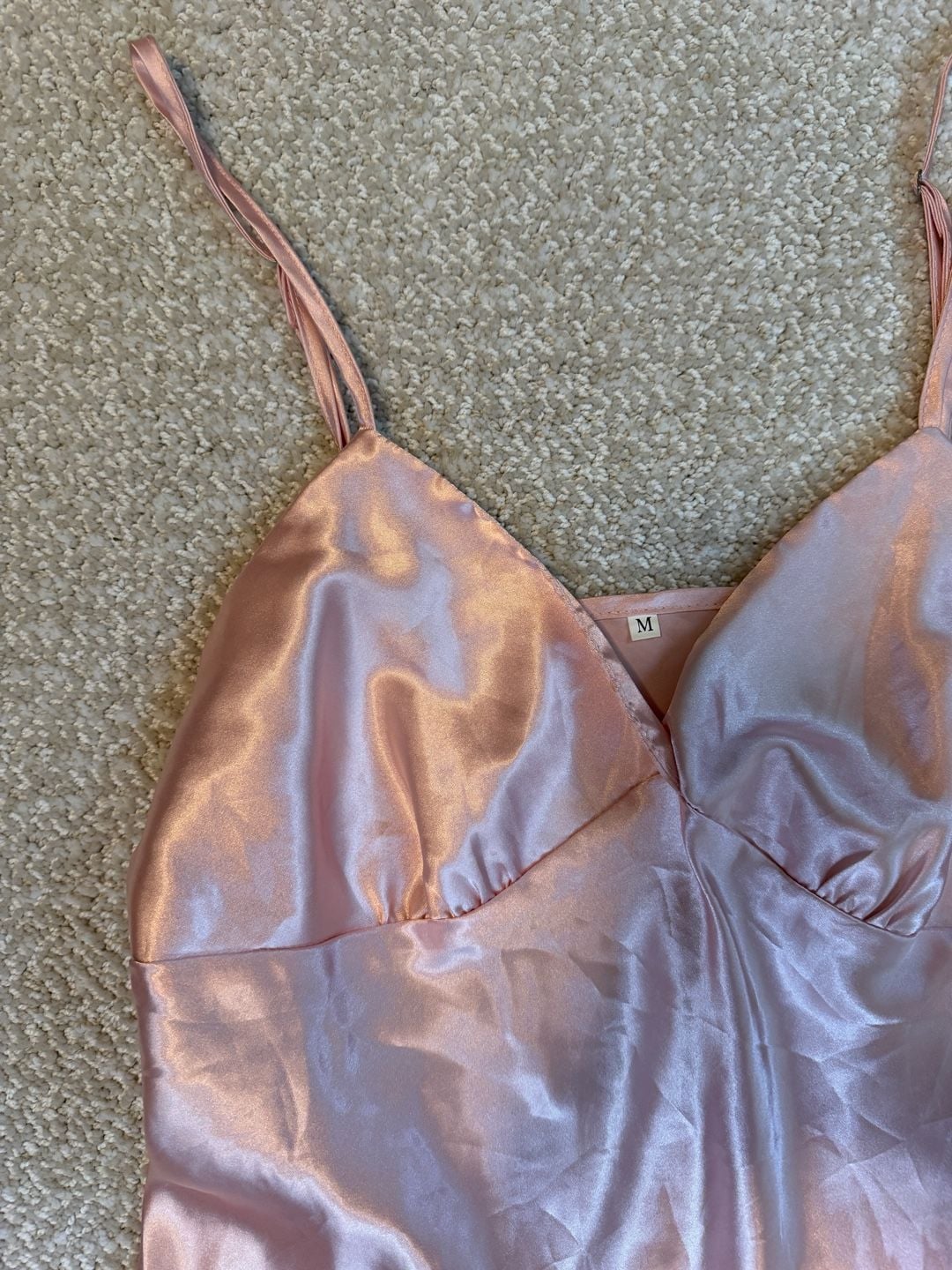 Pink Satin V-Neck Slip Nightdress Lingerie 2