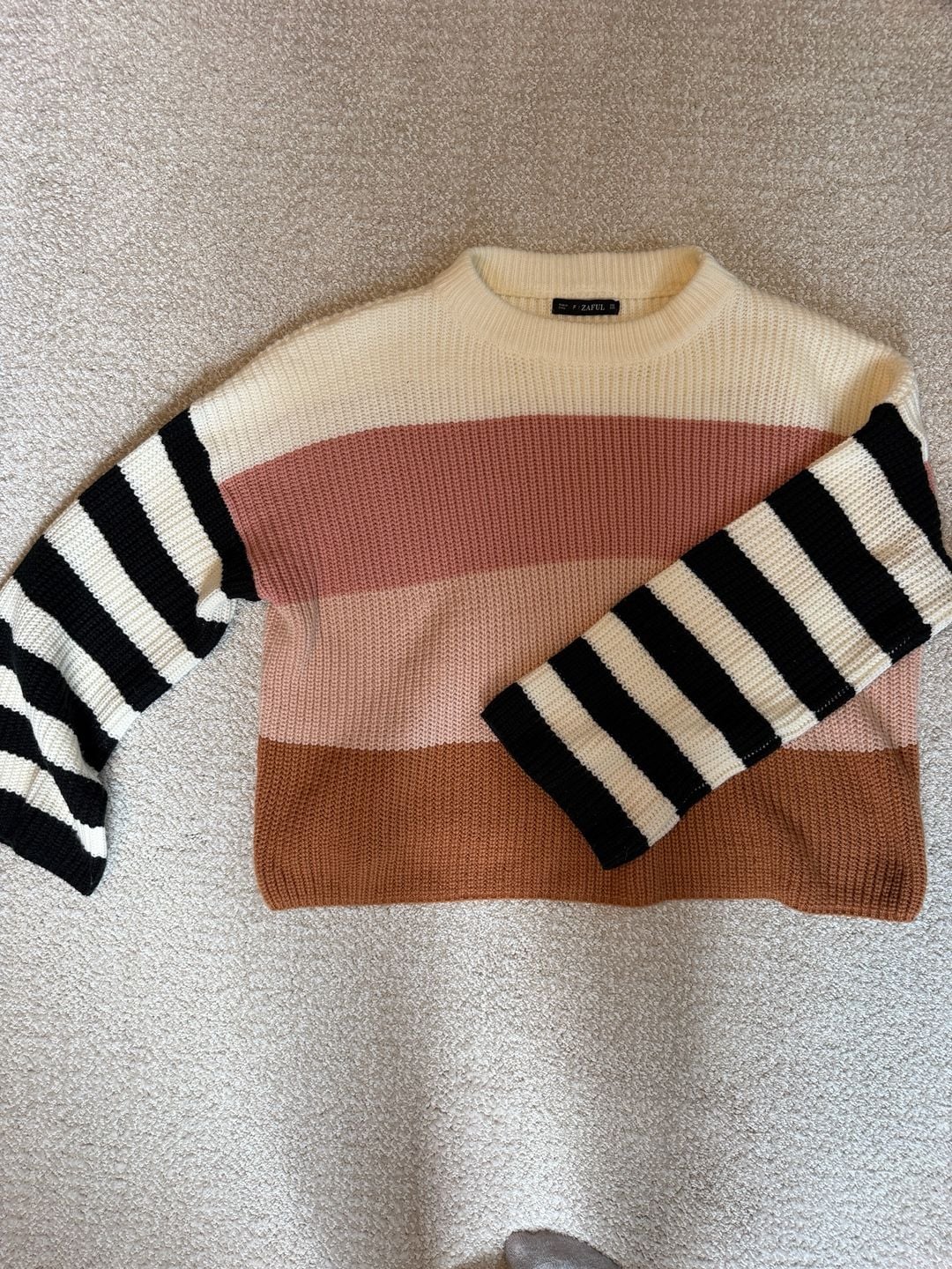 ZAFUL Women's Multi-Color Striped Knit Pullover Sweater 2