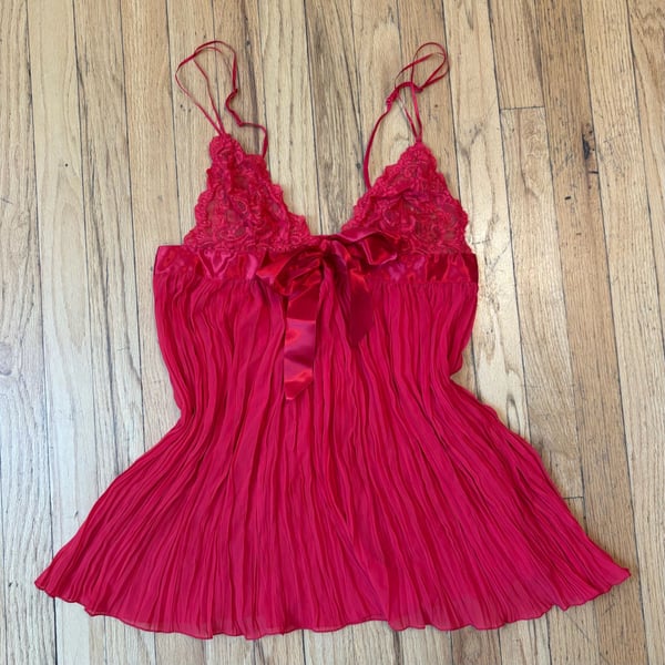Victoria's Secret Red Lace Pleated Babydoll Lingerie Cami