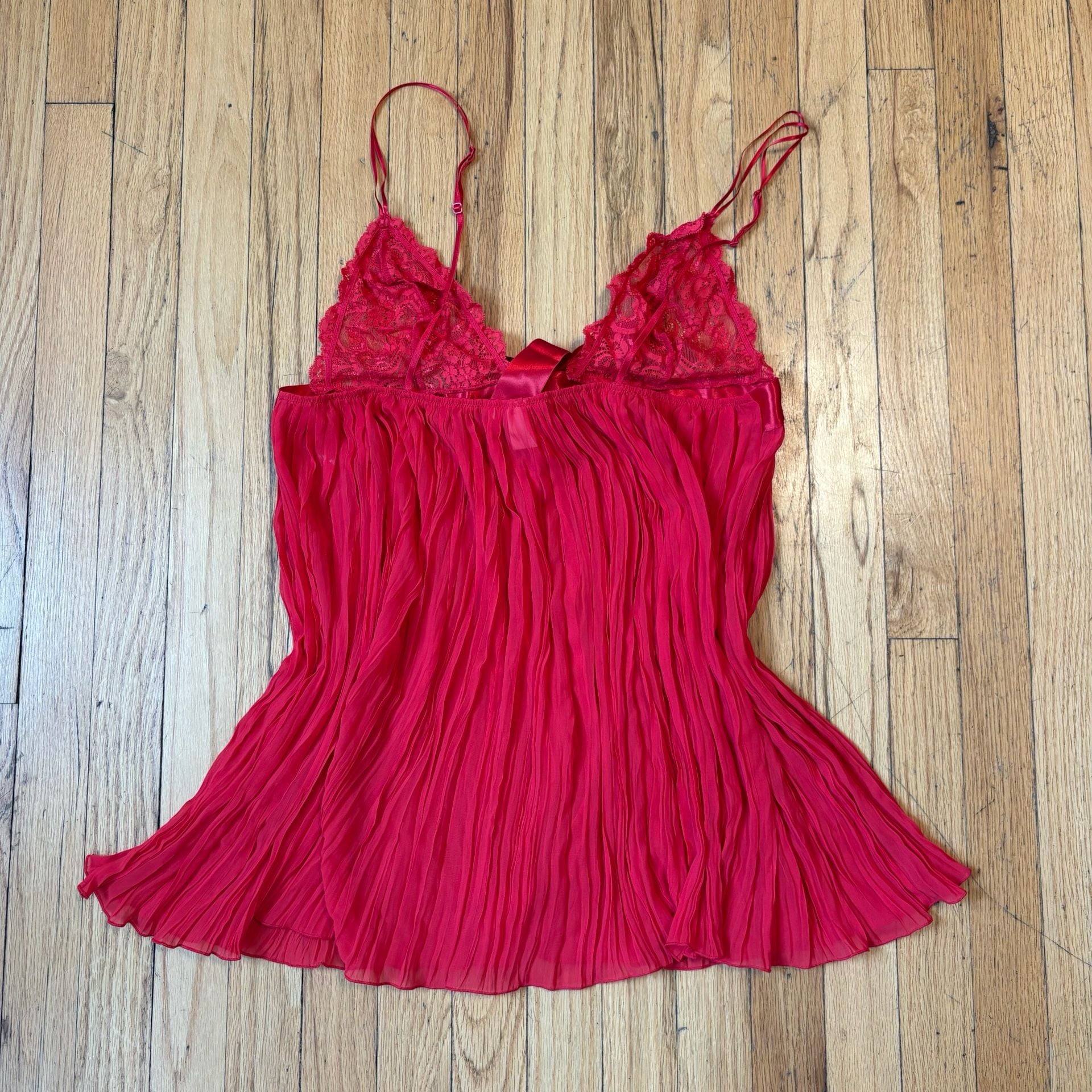 Victoria's Secret Red Lace Pleated Babydoll Lingerie Cami 3
