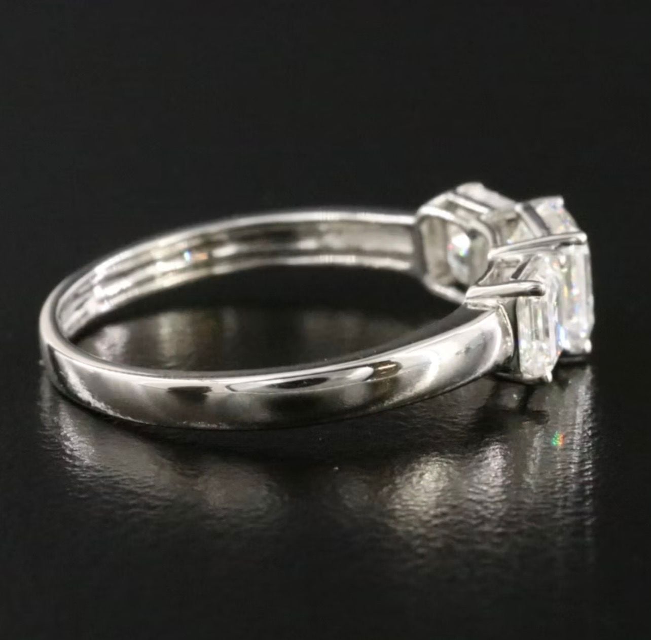 Platinum GIA 2CTW certified asscher emerald cut three stone diamond ring Natural 4