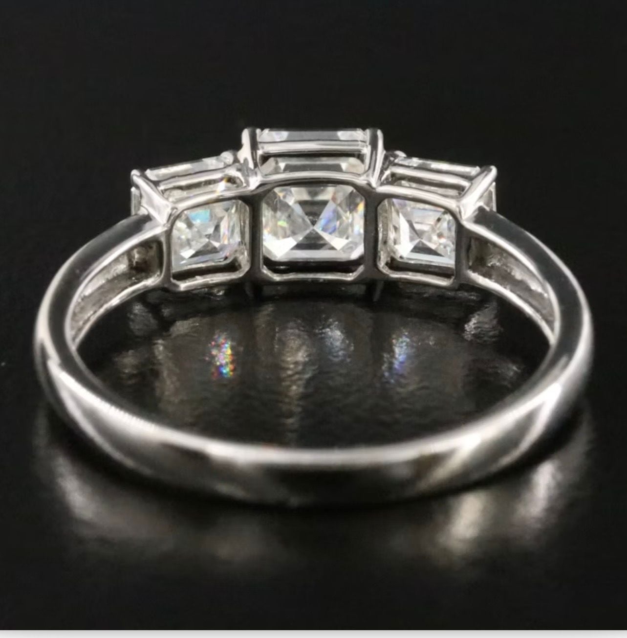 Platinum GIA 2CTW certified asscher emerald cut three stone diamond ring Natural 7