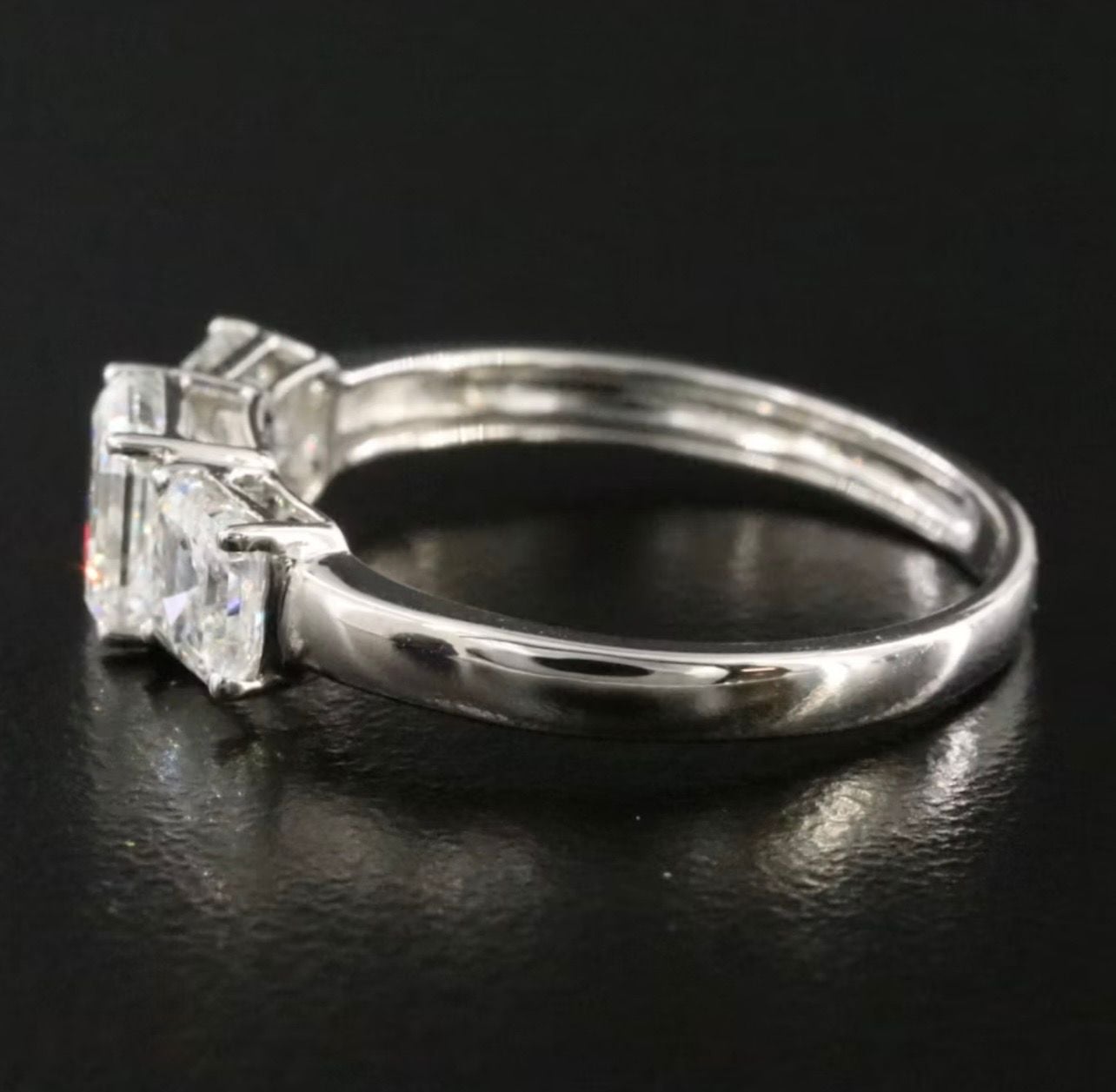 Platinum GIA 2CTW certified asscher emerald cut three stone diamond ring Natural 8