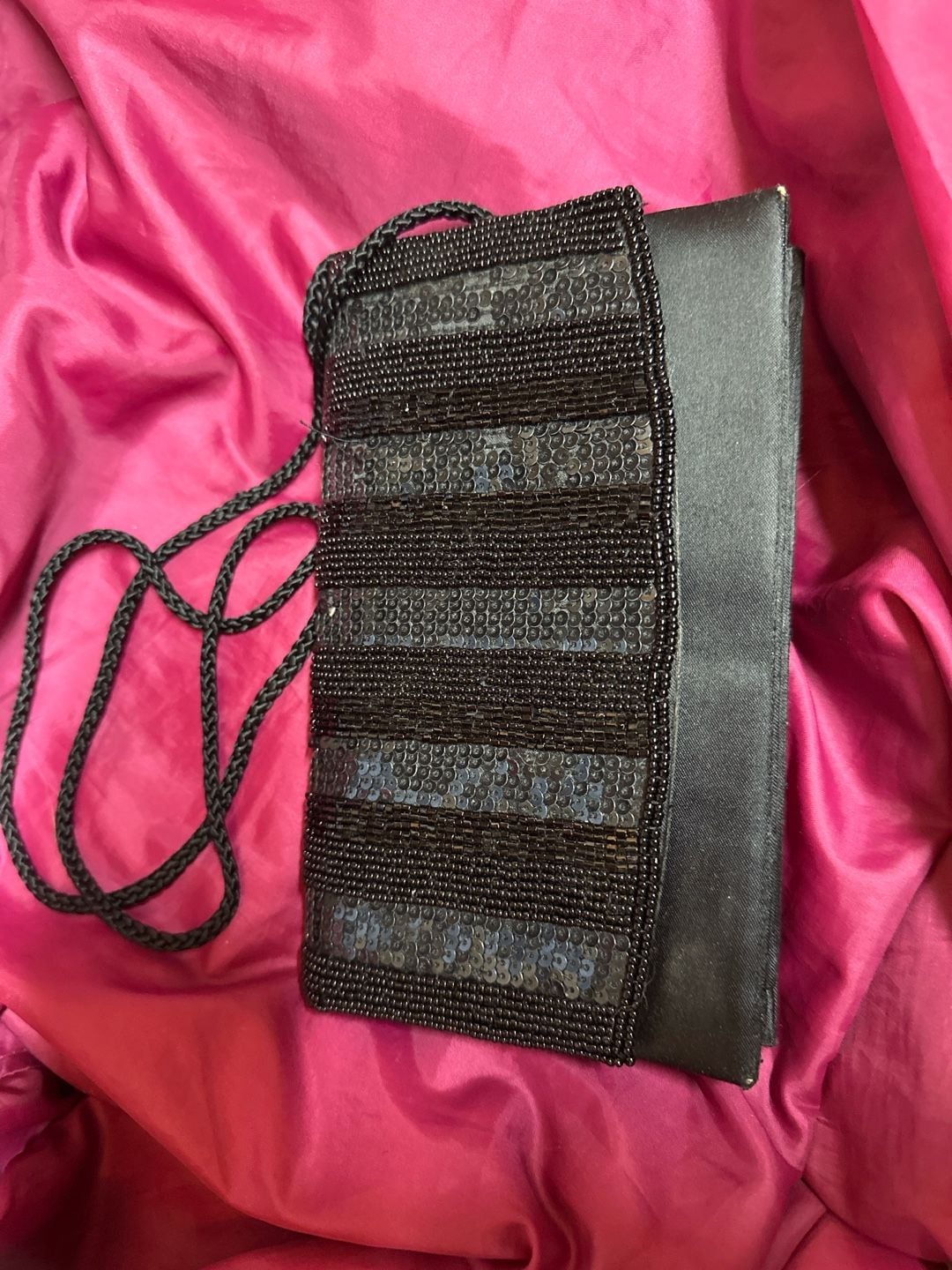 Vintage La Regale Black Beaded Evening Bag Crossbody Purse 2