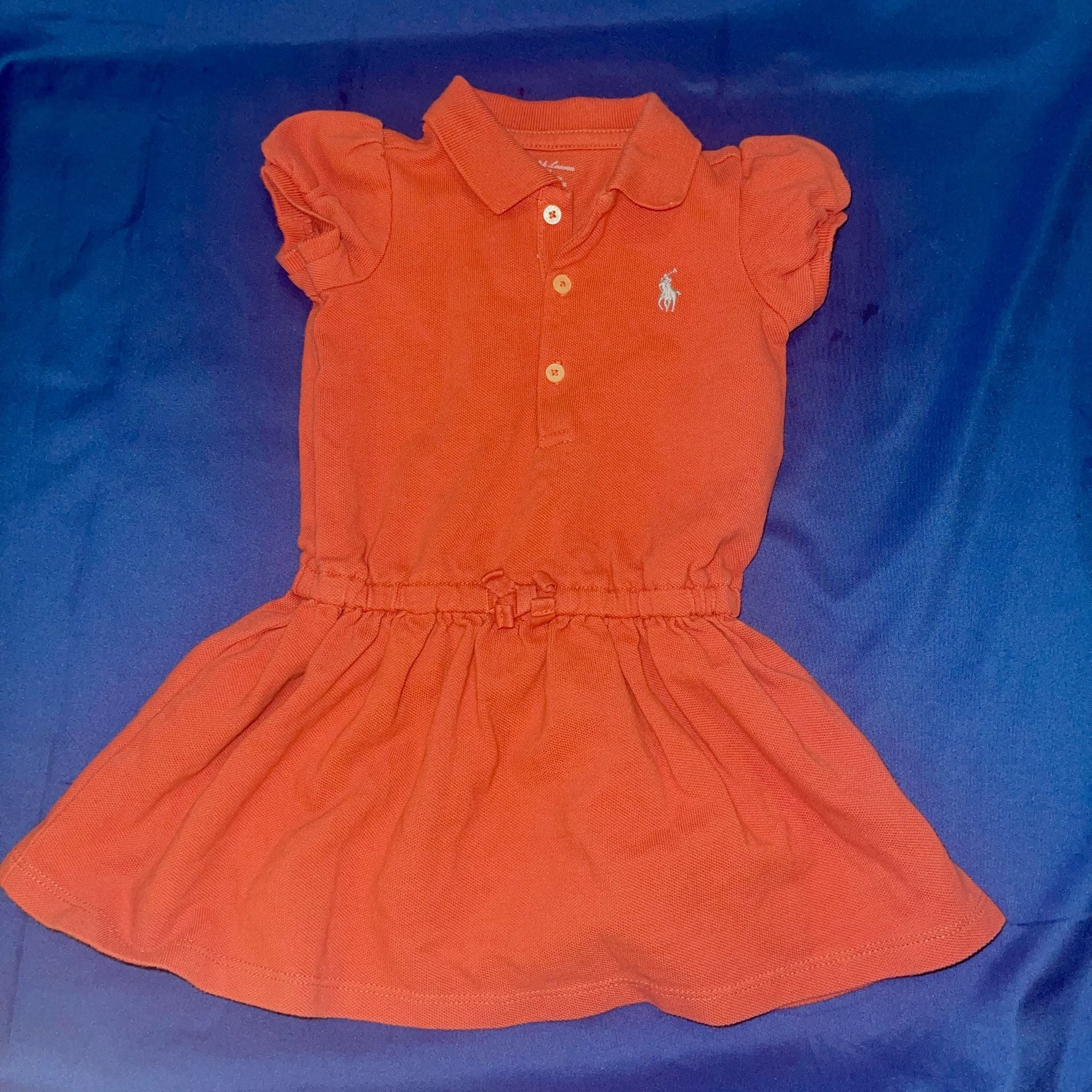 Sz 6M Ralph Lauren Baby Girls Orange Polo Dress Size 2