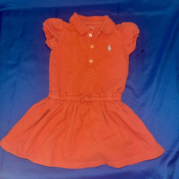 Sz 6M Ralph Lauren Baby Girls Orange Polo Dress Size