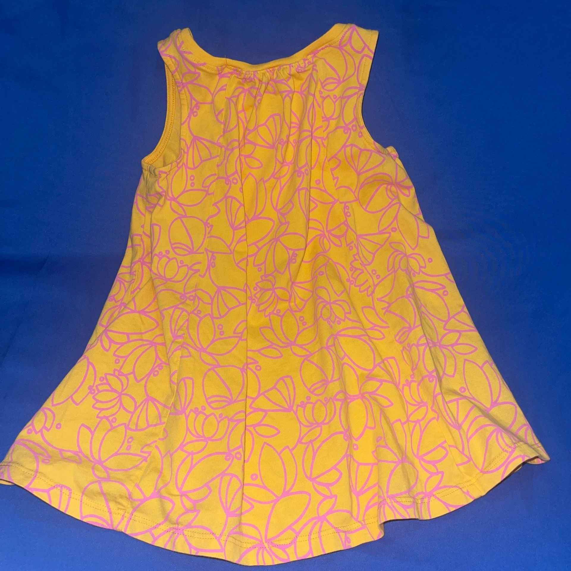 Sz 3 Tea Collection Girl's Yellow Pink Floral Print Cotton Sleeveless Tank Dress 5