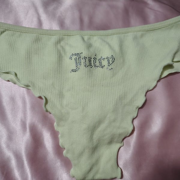 Juicy Couture Ribbed Thong with Rhinestone Logo