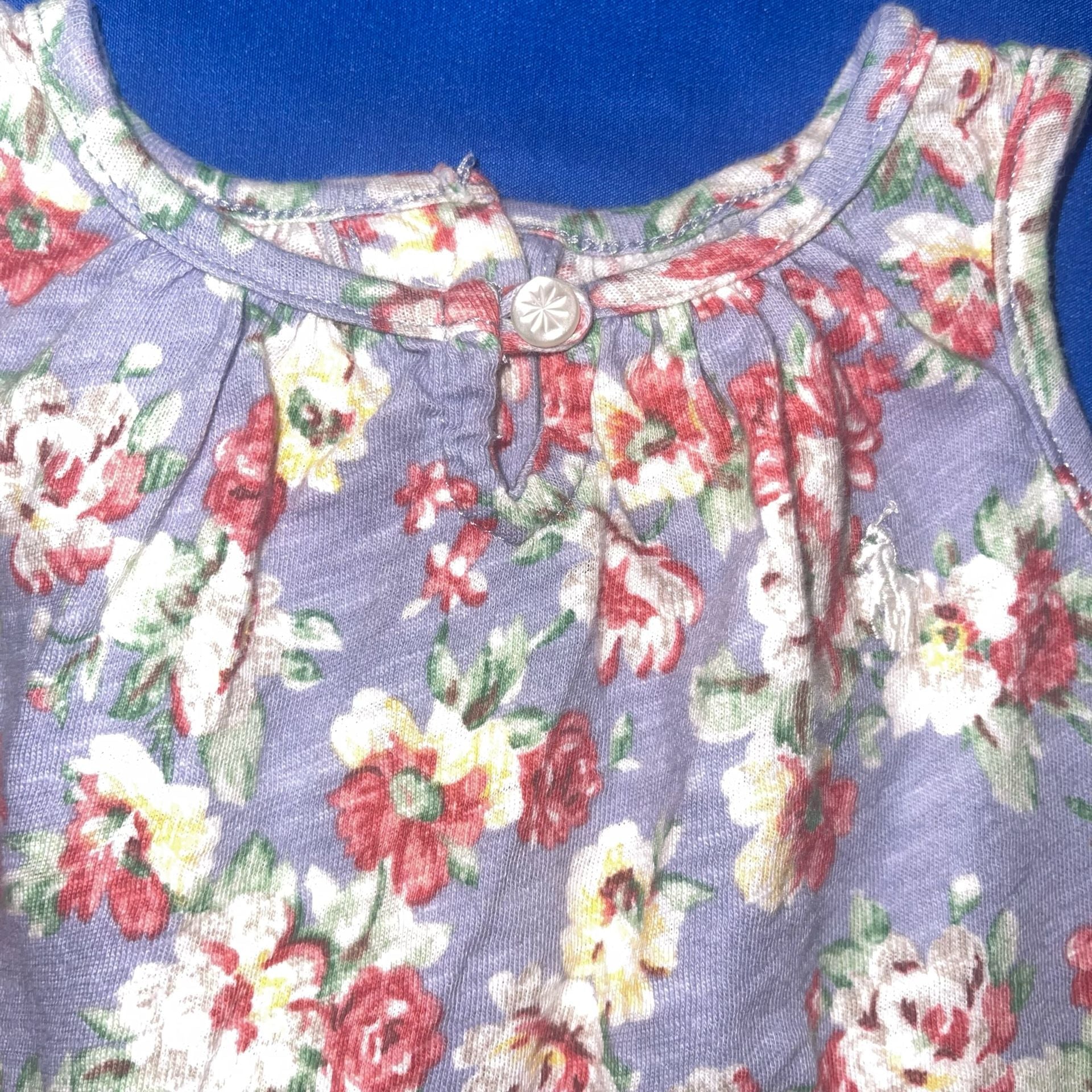 Sz 6M Ralph Lauren Baby Girls Floral Cotton Jersey Ruffle Hem Dress with matching Bloomers 3