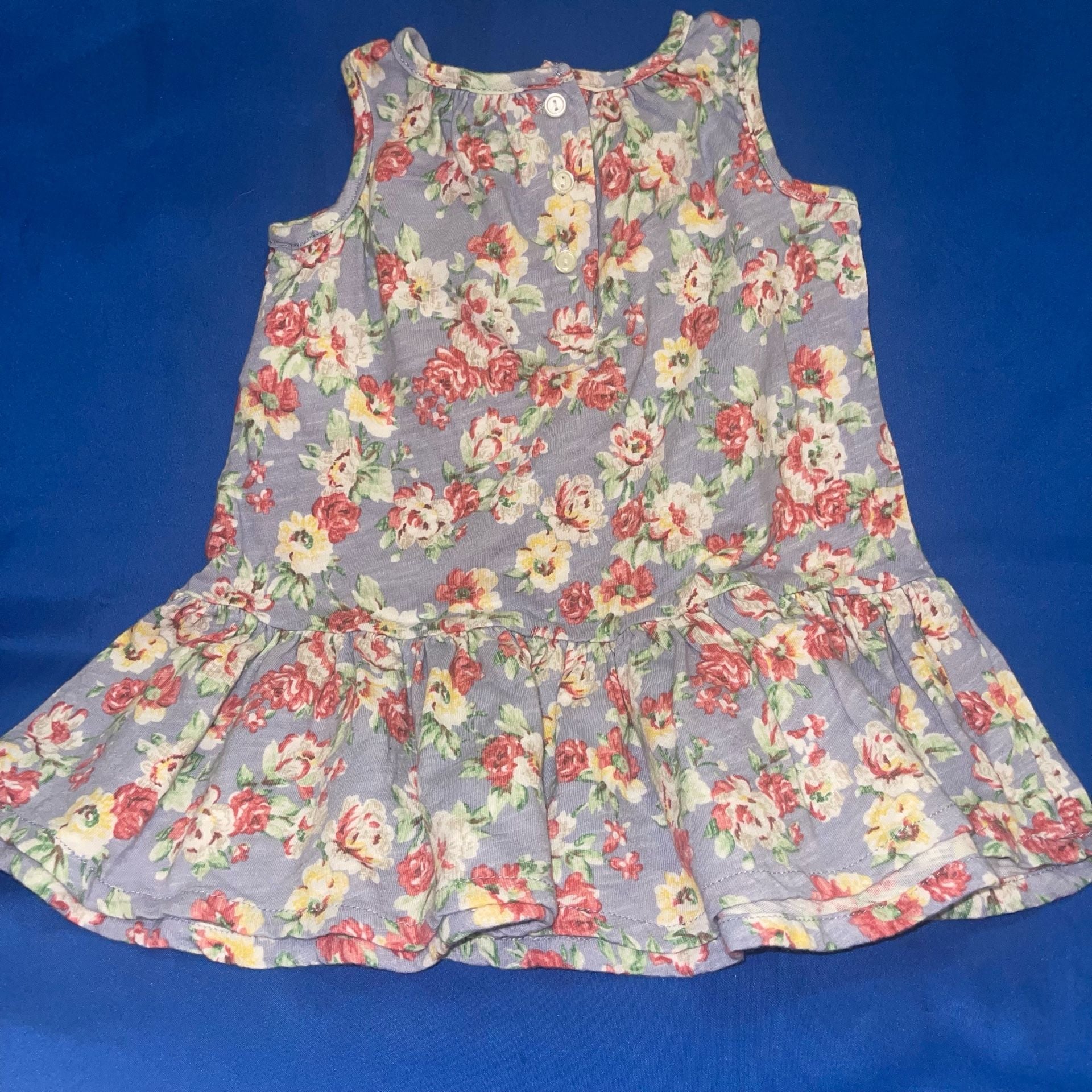 Sz 6M Ralph Lauren Baby Girls Floral Cotton Jersey Ruffle Hem Dress with matching Bloomers 6