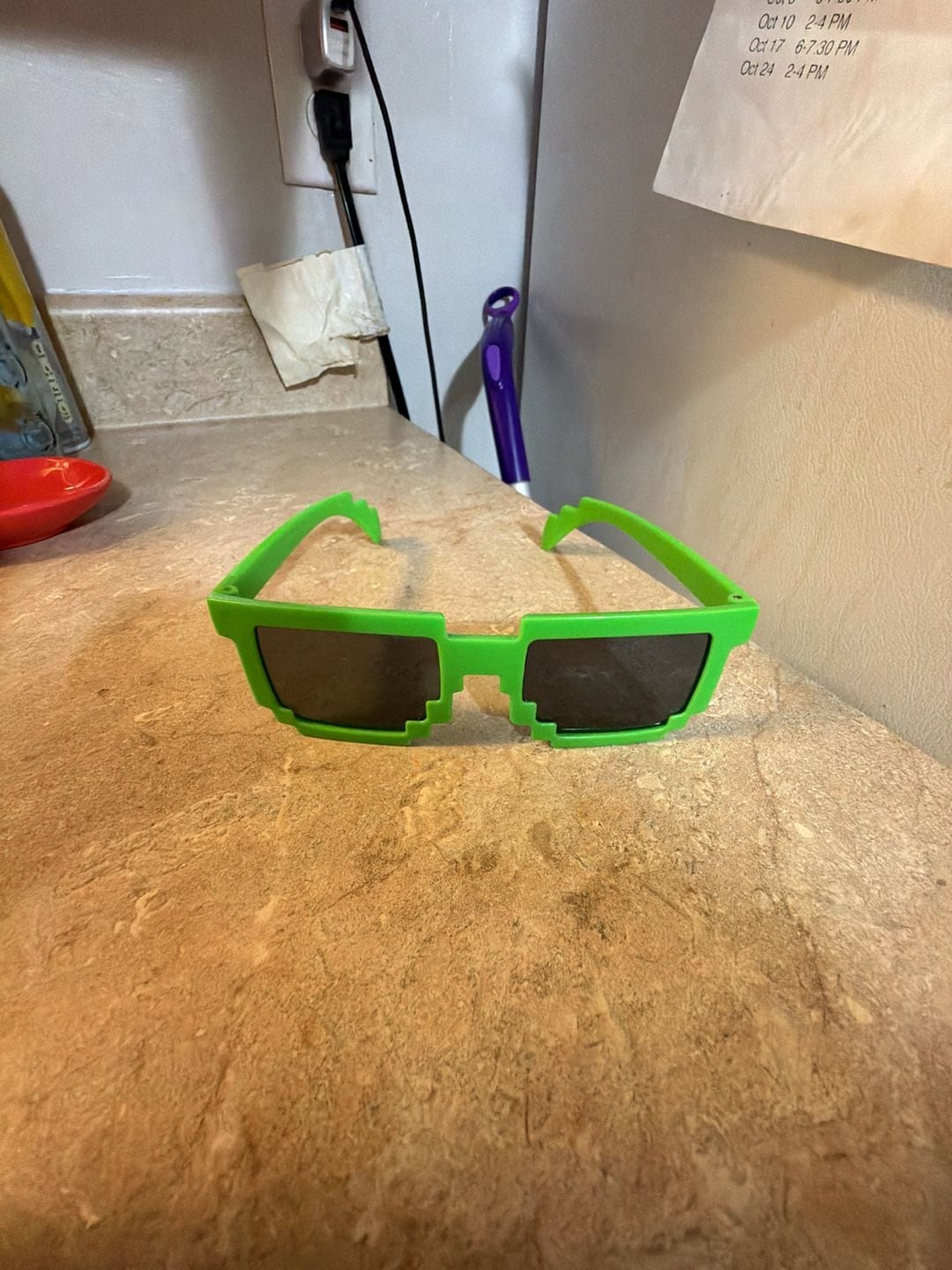 Retro 8-Bit Pixelated Videogame Style Sunglasses - Neon Green 1