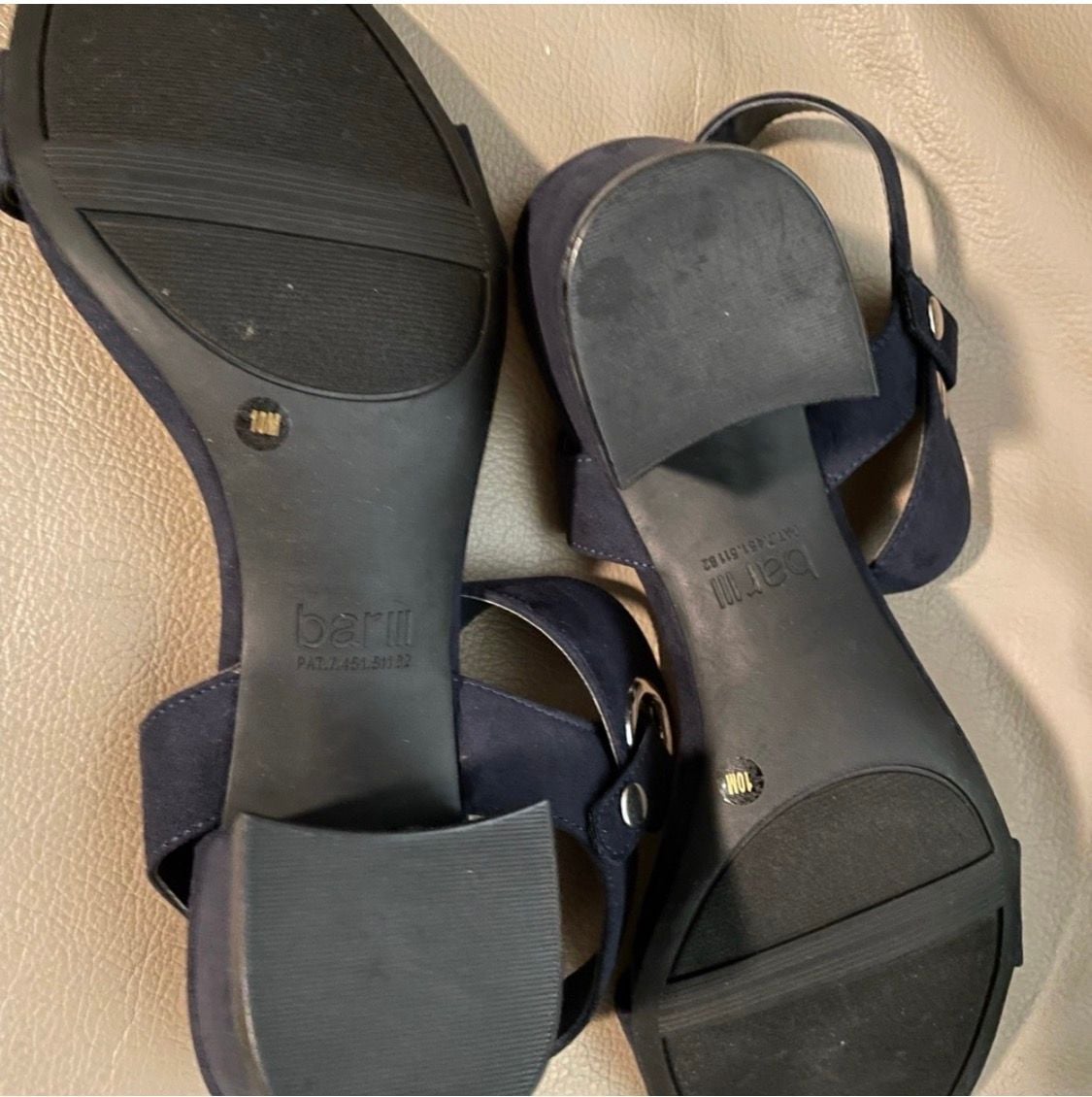 Bar III Birdie 2 Navy Blue Faux Suede Block Heel Ankle Strap Sandals 4
