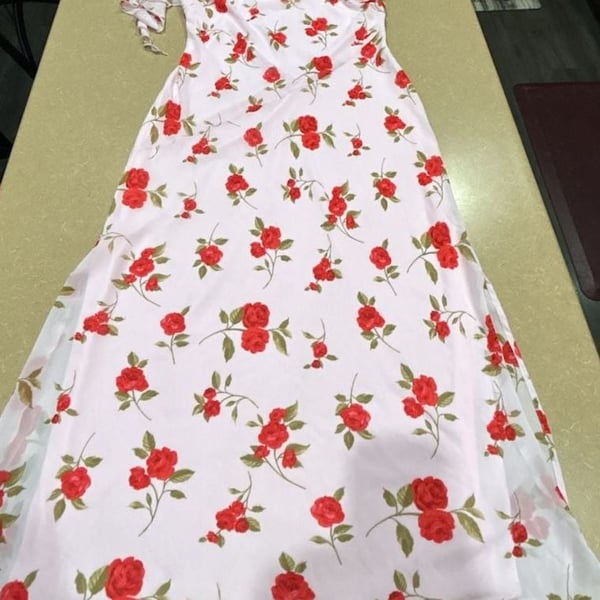 Wild Fable Women's One-Shoulder Ruffle Maxi Dress in Pink Floral Print