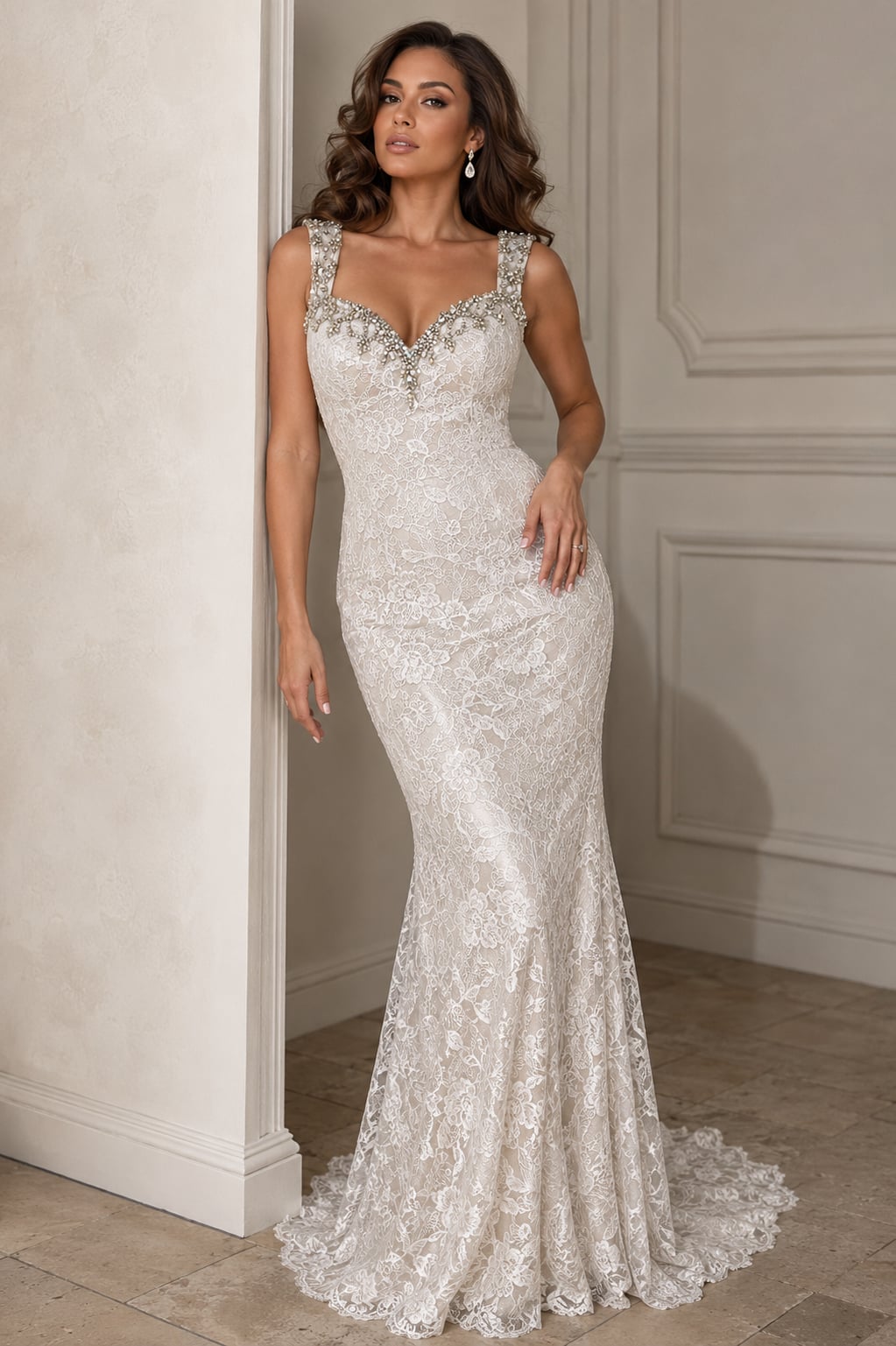 La Femme 20121 Magnificently Embellished Lace Sweetheart Sheath Gown 2