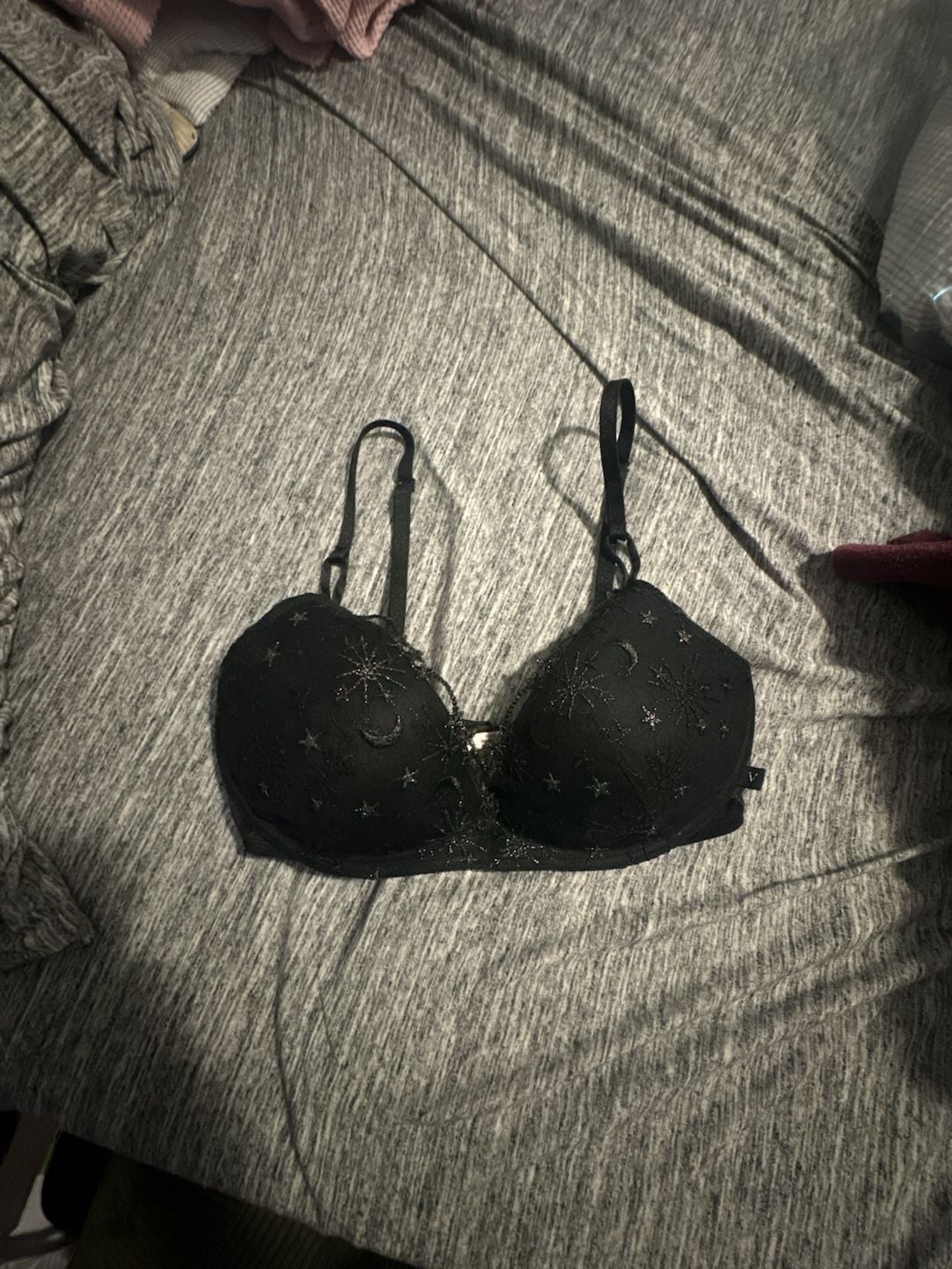 Victoria's Secret Sexy Embroidered Celestial Star and Moon Print Demi Bra 34C 1