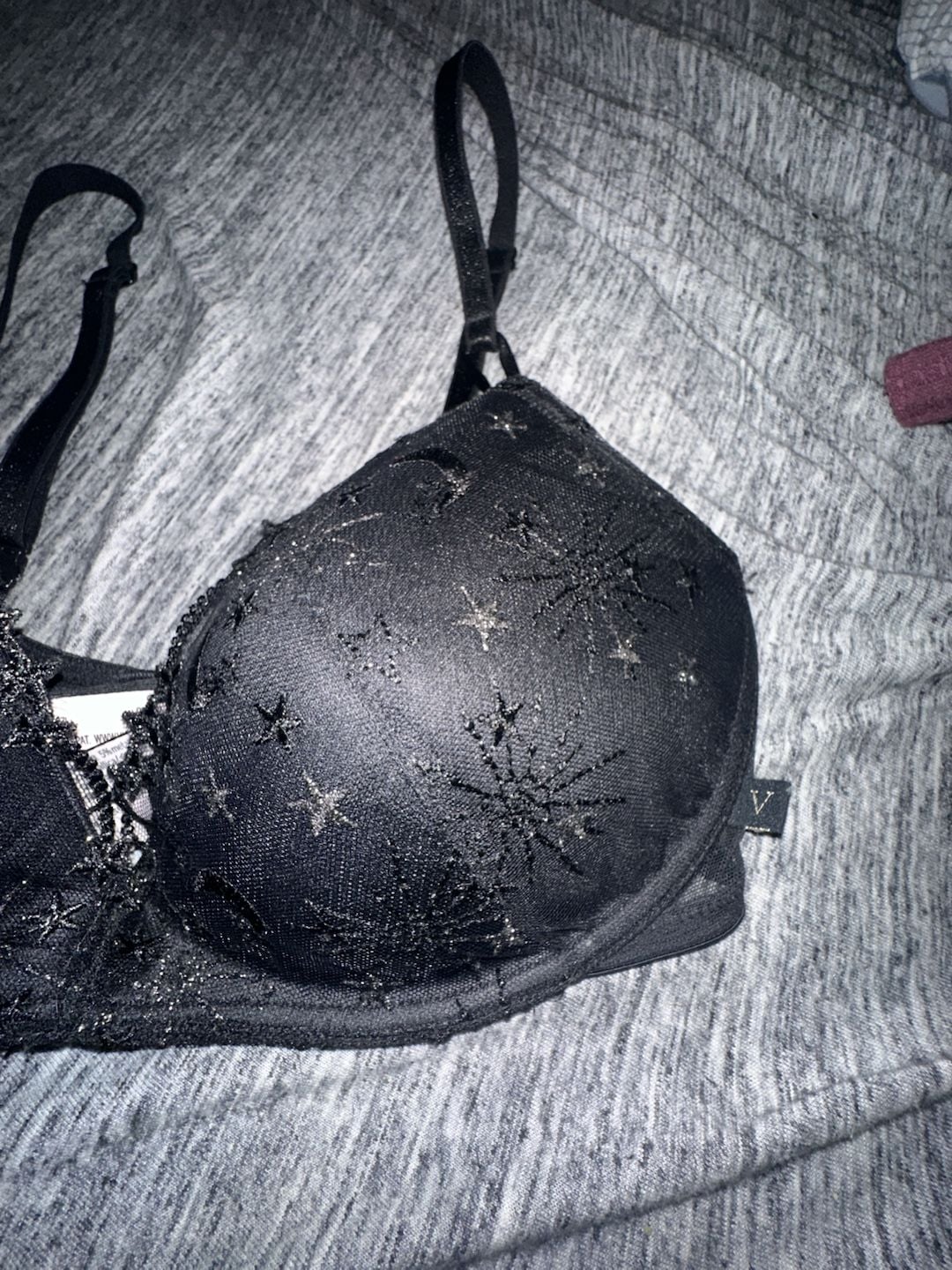 Victoria's Secret Sexy Embroidered Celestial Star and Moon Print Demi Bra 34C 2