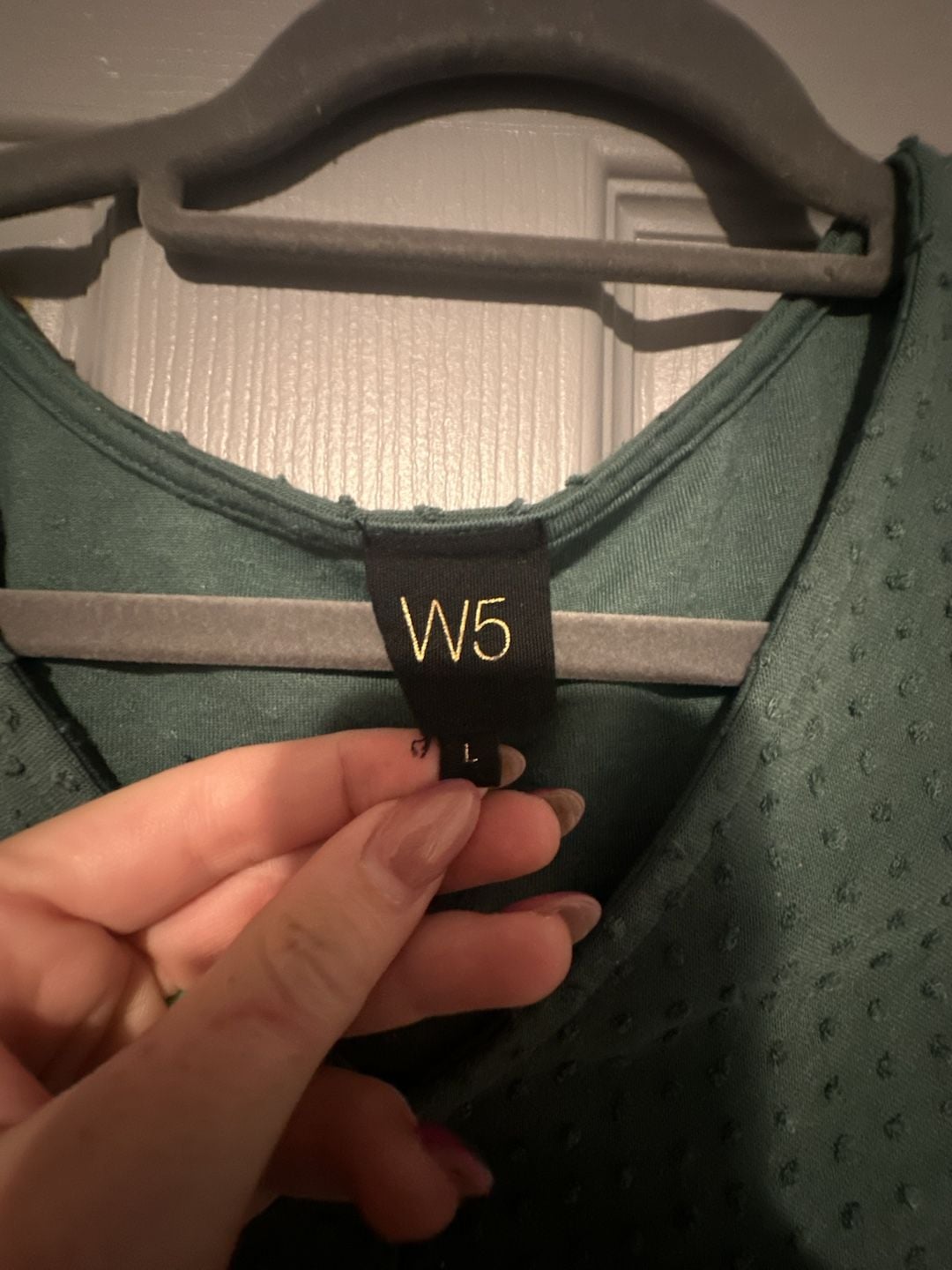 W5 Green Textured Swiss Dot V-Neck Twist Front Top 3