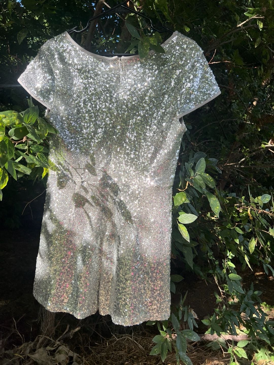 HYFVE Women's Short Sleeve Silver Sequin Romper 9