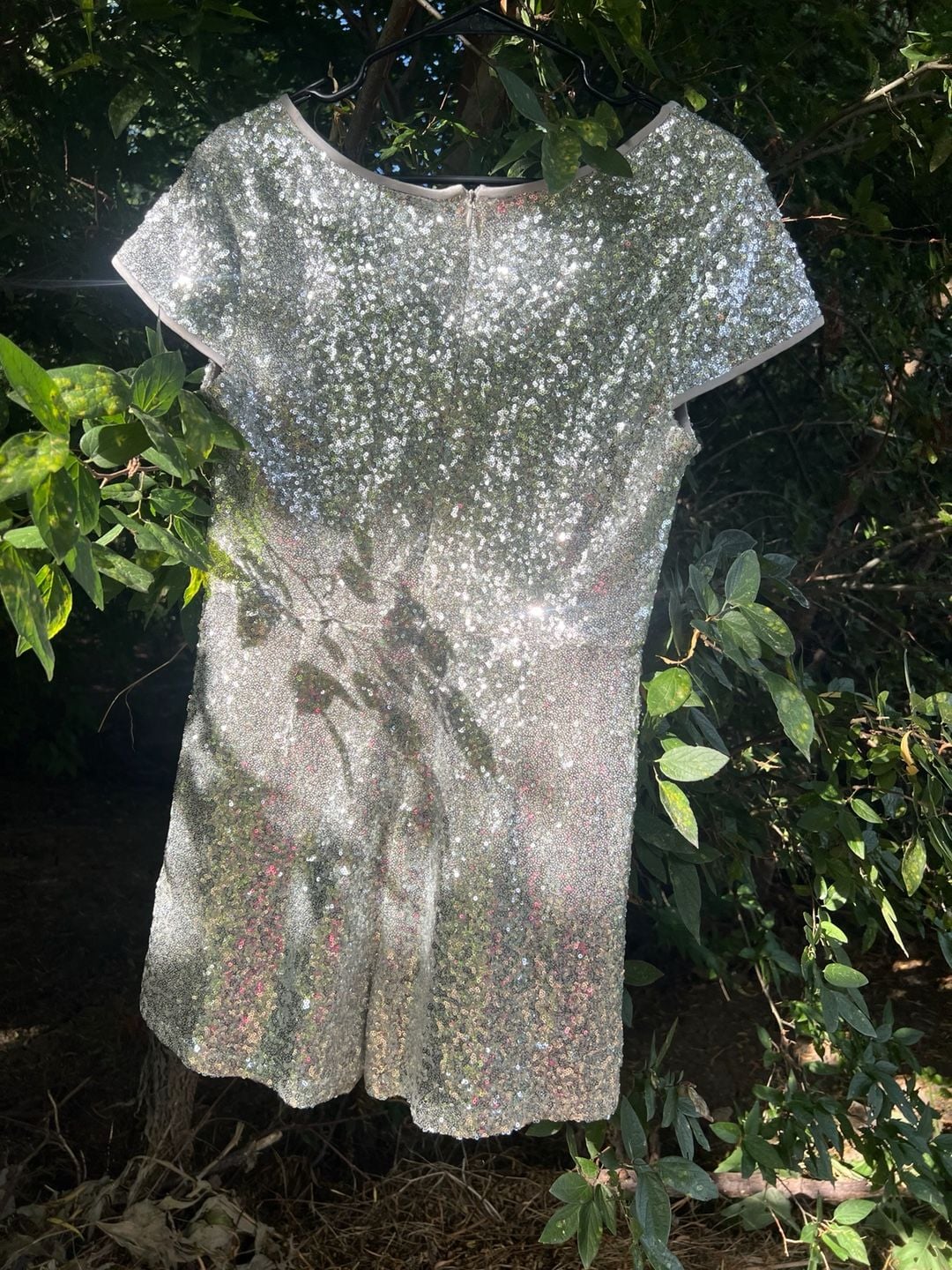 HYFVE Women's Short Sleeve Silver Sequin Romper 10