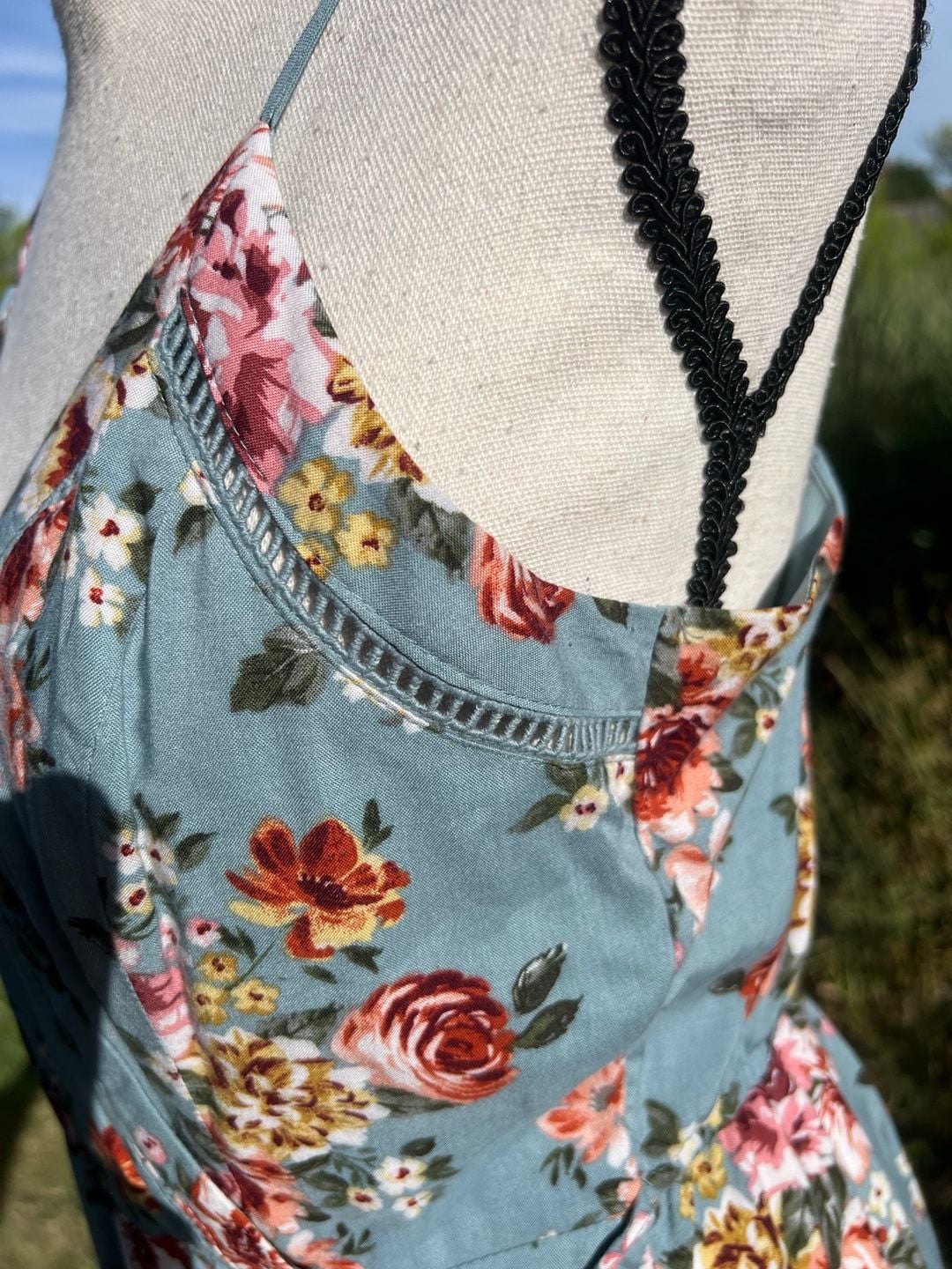 B.O.G. Collective Blue Floral Spaghetti Strap Wrap-Style Sundress 9
