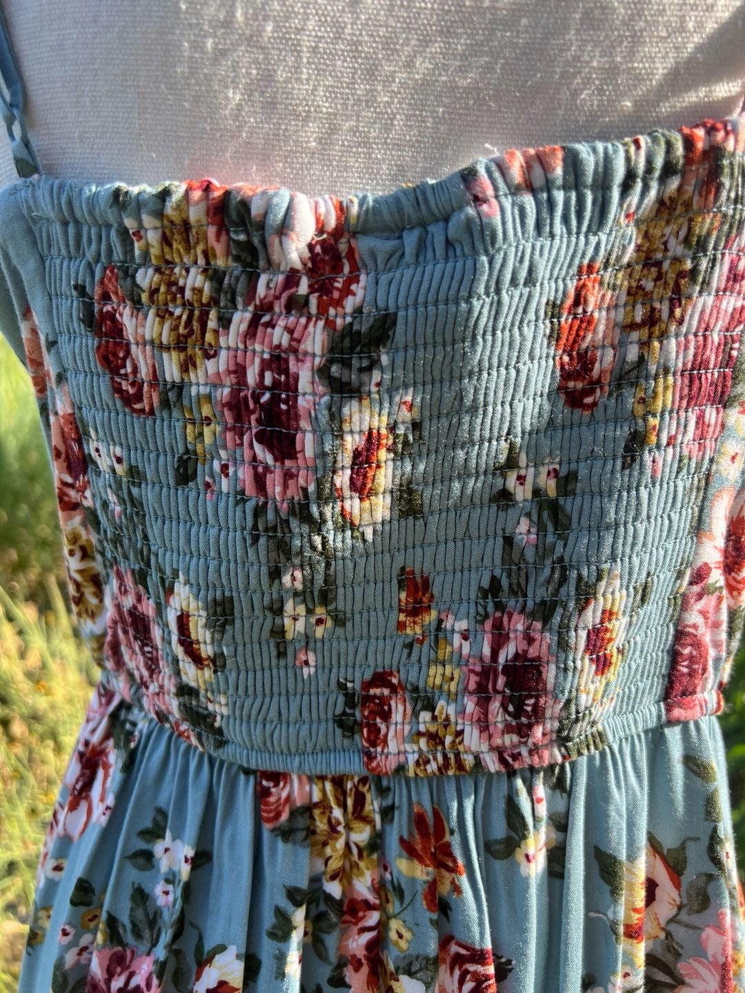 B.O.G. Collective Blue Floral Spaghetti Strap Wrap-Style Sundress 12