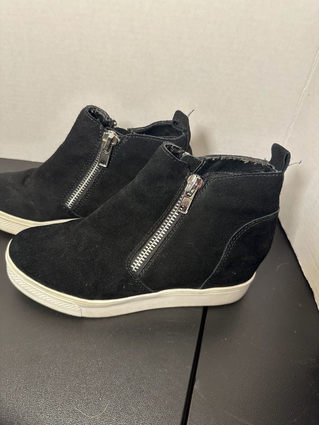 Steve Madden Wedgie Black Suede Hidden Wedge Sneakers 1