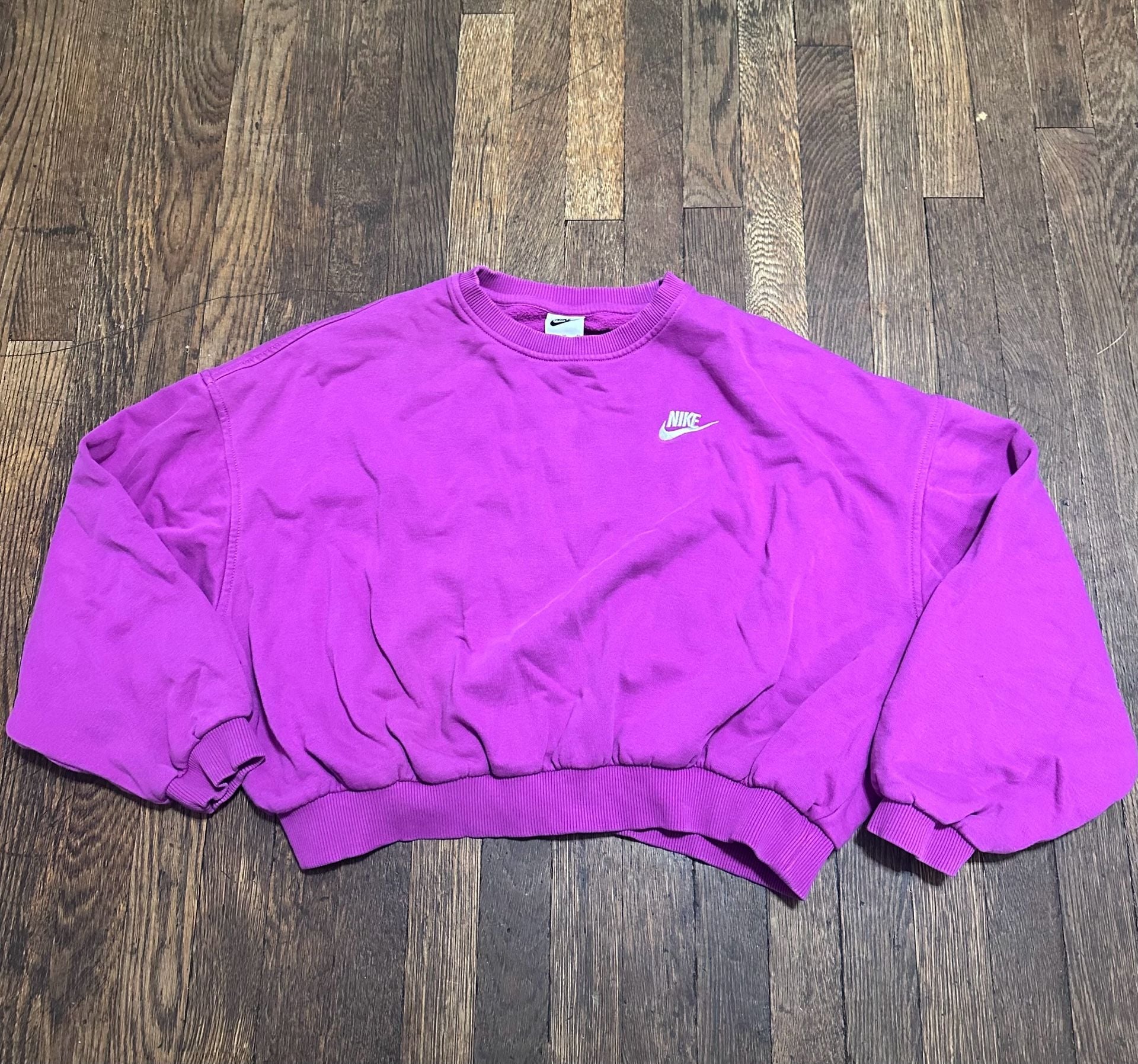 Nike Women’s Boxy Club Fleece Crew-Neck Sweatshirt in Purple XL 2