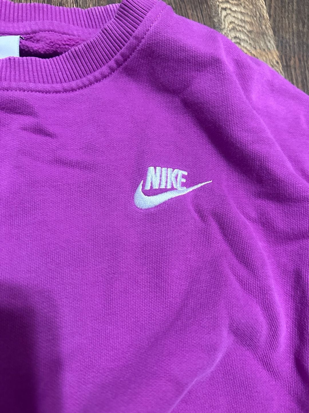 Nike Women’s Boxy Club Fleece Crew-Neck Sweatshirt in Purple XL 8
