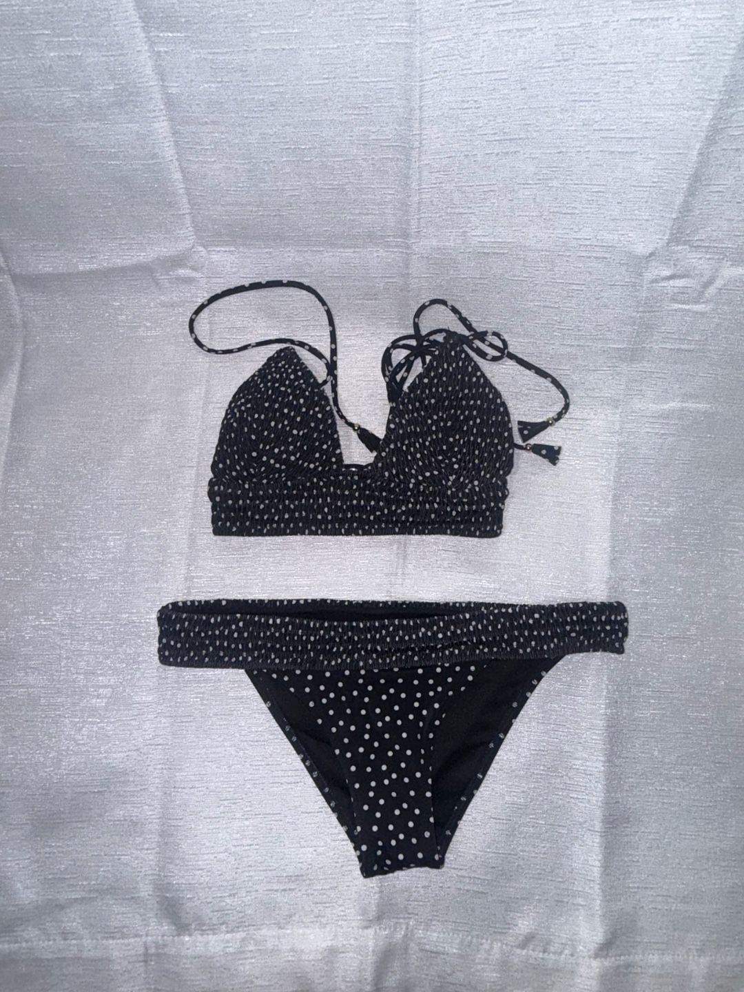 Victoria's Secret Smocked Polka Dot Triangle Bikini Set 1