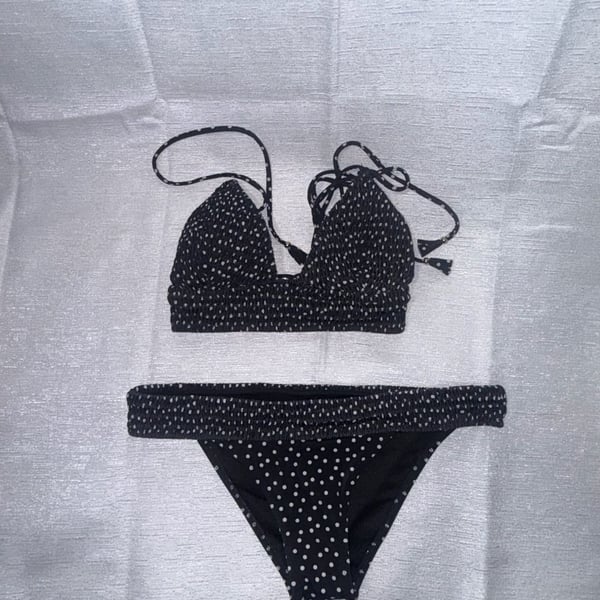 Victoria's Secret Smocked Polka Dot Triangle Bikini Set