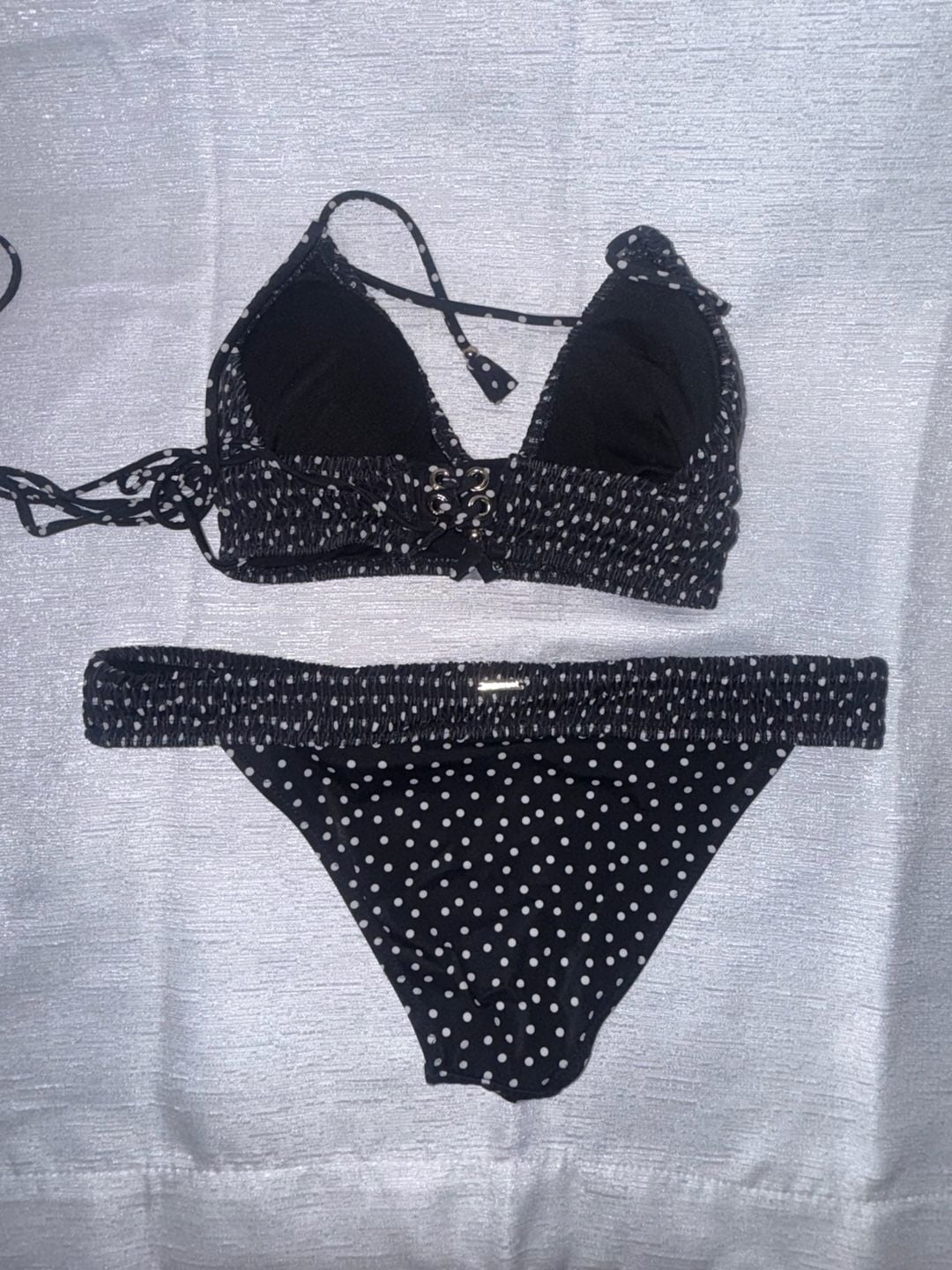 Victoria's Secret Smocked Polka Dot Triangle Bikini Set 2