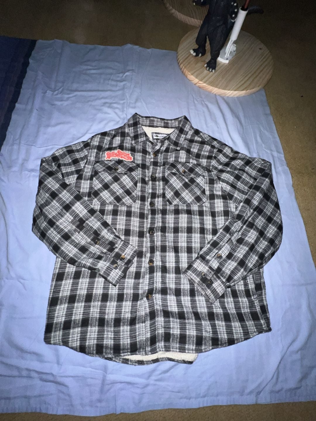 Lifestyle Sherpa-Lined Plaid Flannel Shirt Jacket with Billy Strings Patch 1