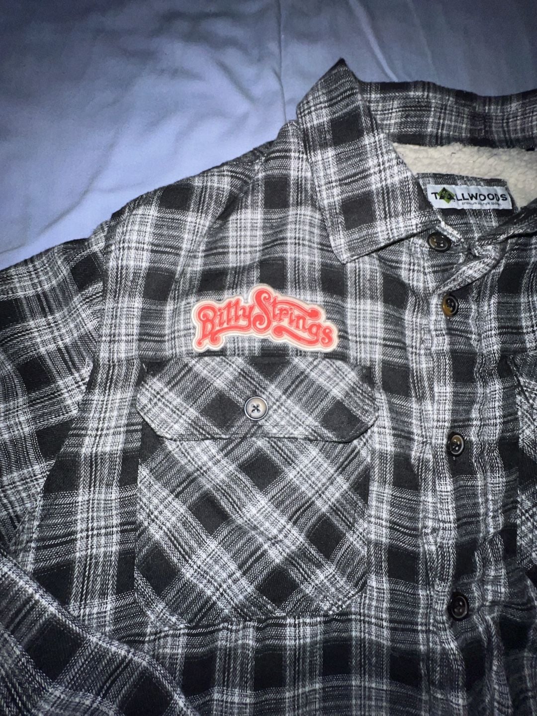 Lifestyle Sherpa-Lined Plaid Flannel Shirt Jacket with Billy Strings Patch 2