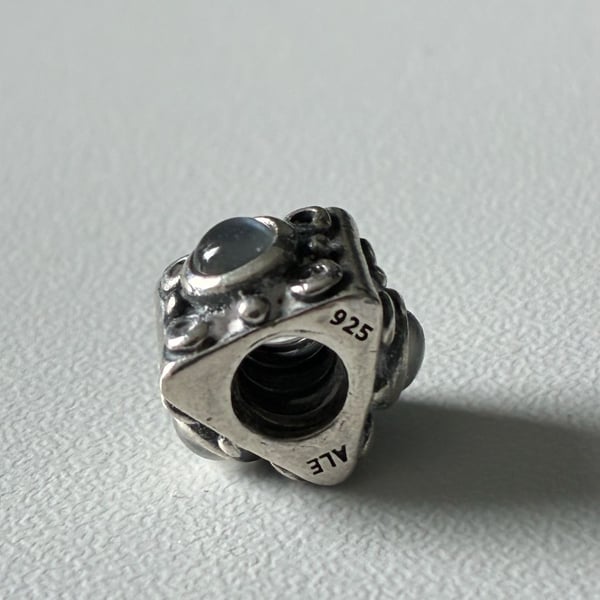 Pandora Retired Triangle Moonstone 925 Sterling Silver Charm 790217MS