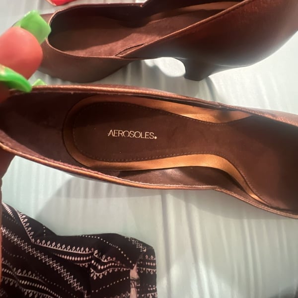 Aerosoles Babylon170 Bronze Leather Mary Jane Kitten Heels