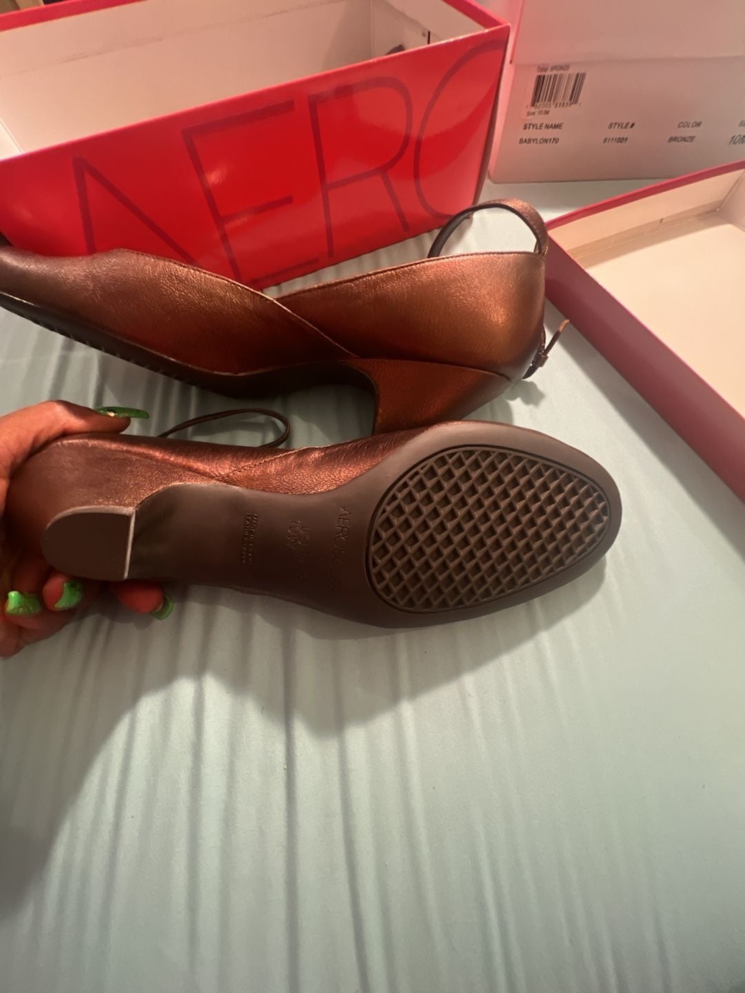Aerosoles Babylon170 Bronze Leather Mary Jane Kitten Heels 3