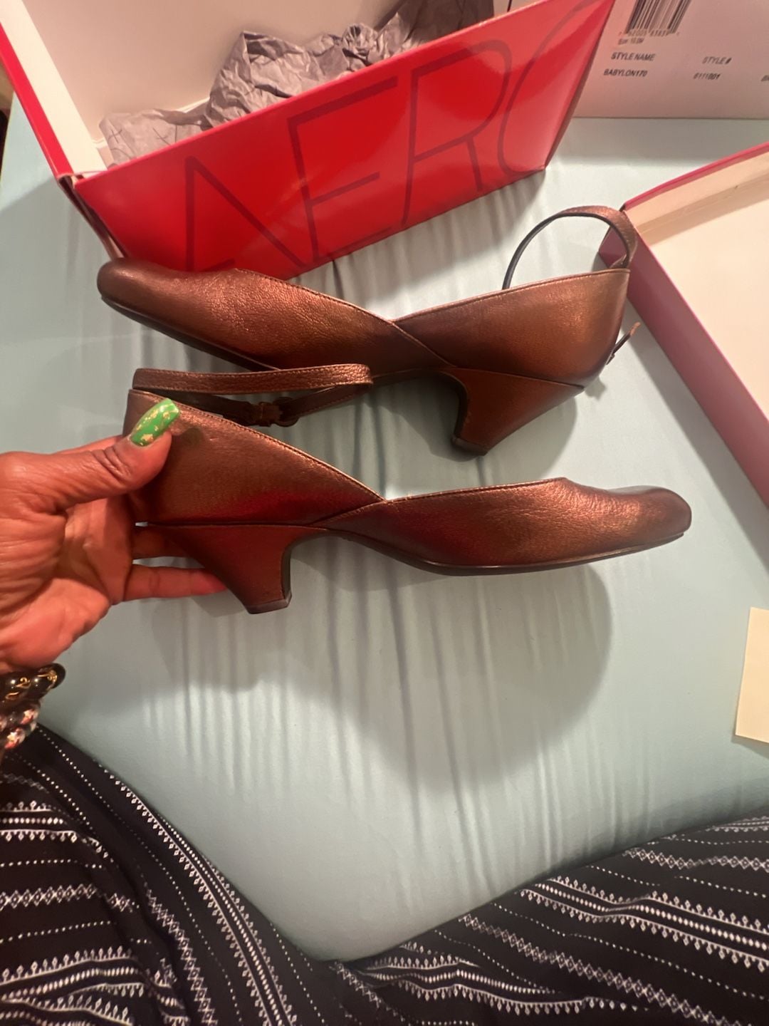 Aerosoles Babylon170 Bronze Leather Mary Jane Kitten Heels 5