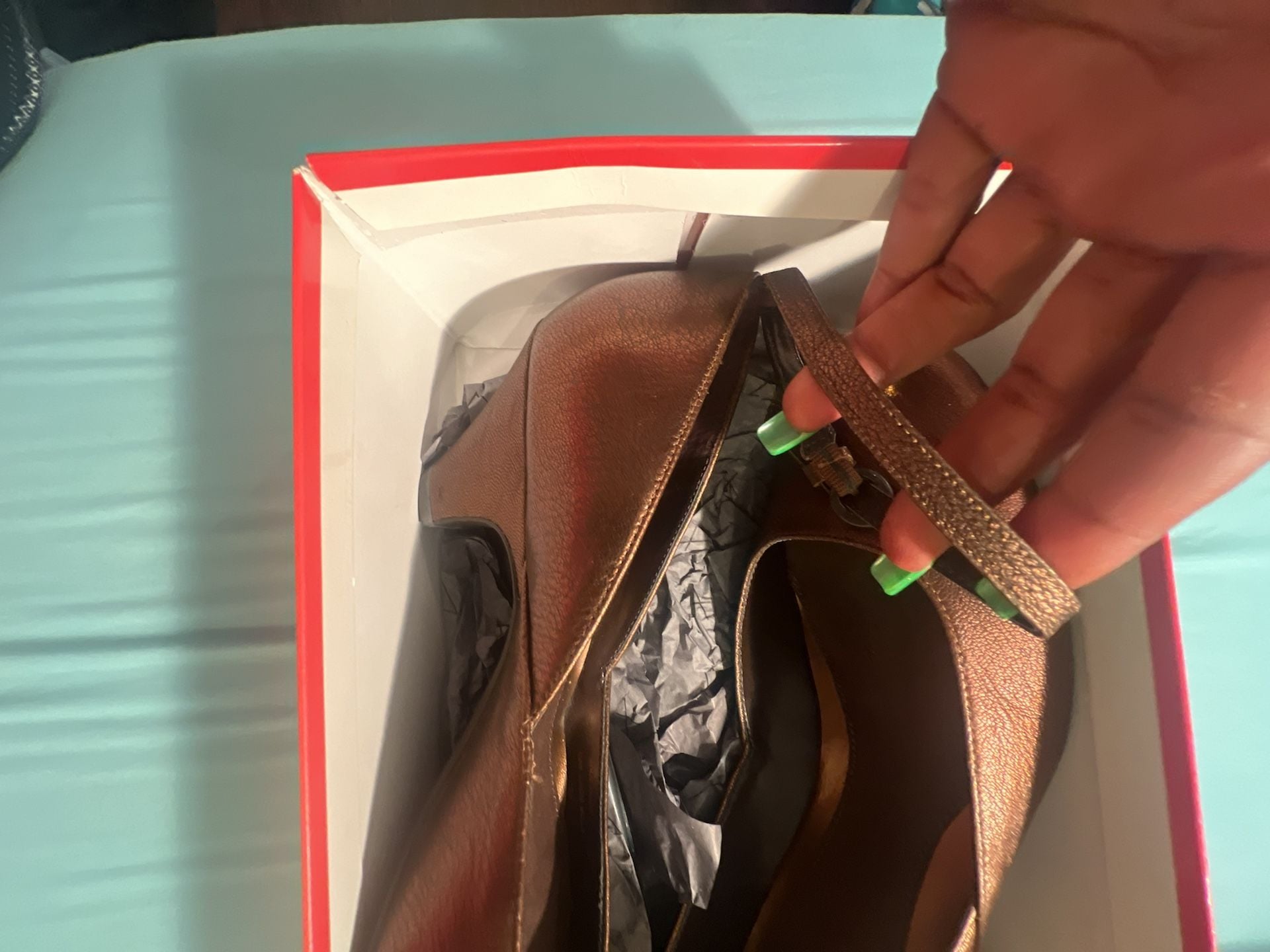 Aerosoles Babylon170 Bronze Leather Mary Jane Kitten Heels 7