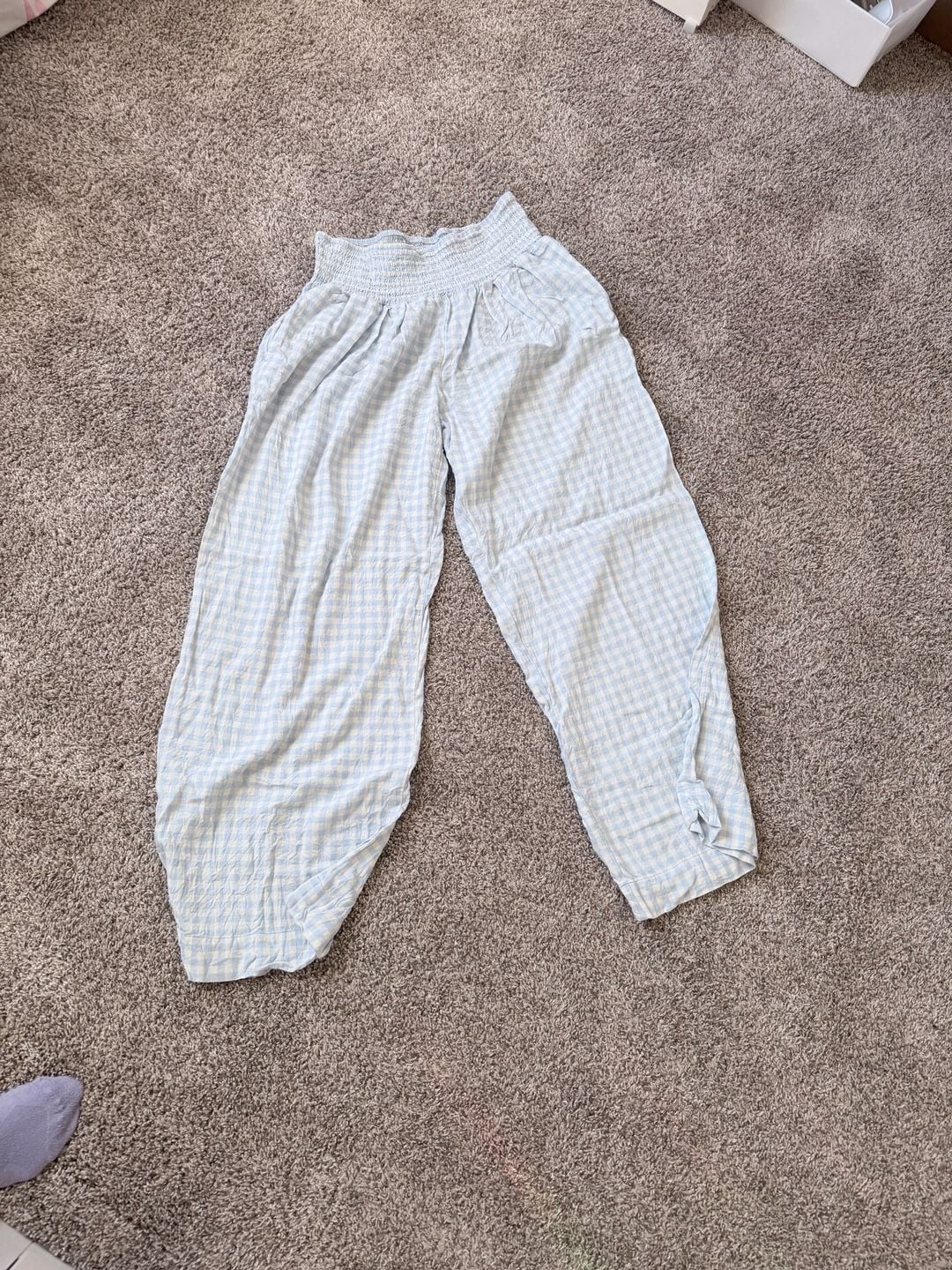Kimchi Blue Light Blue Gingham Smocked Waist Balloon Pants 2