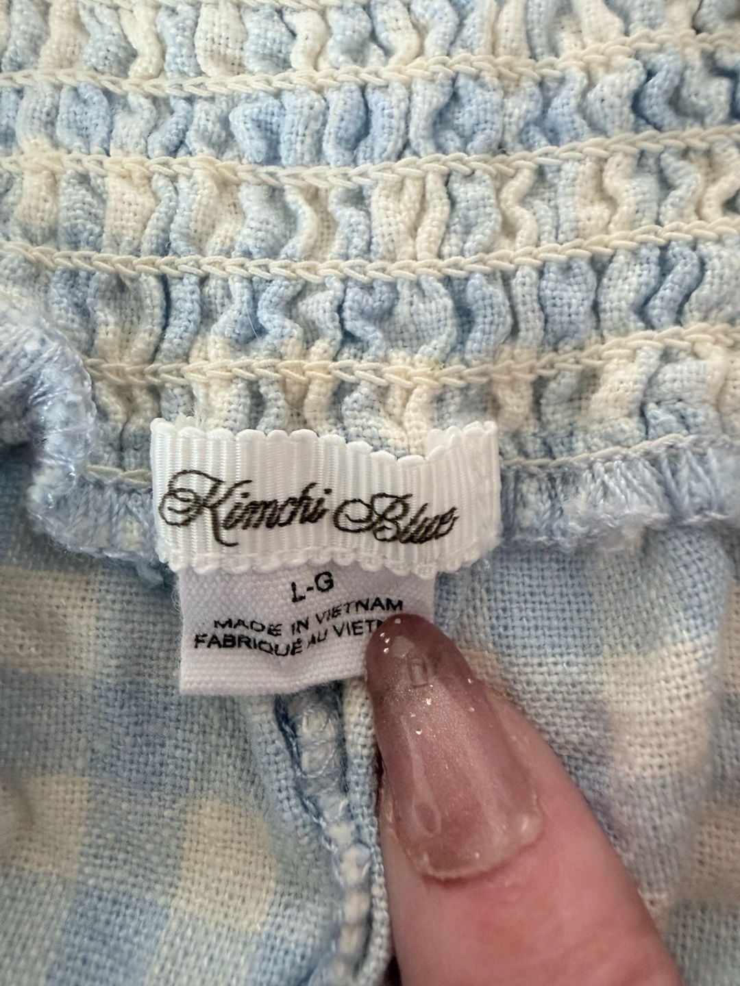 Kimchi Blue Light Blue Gingham Smocked Waist Balloon Pants 3
