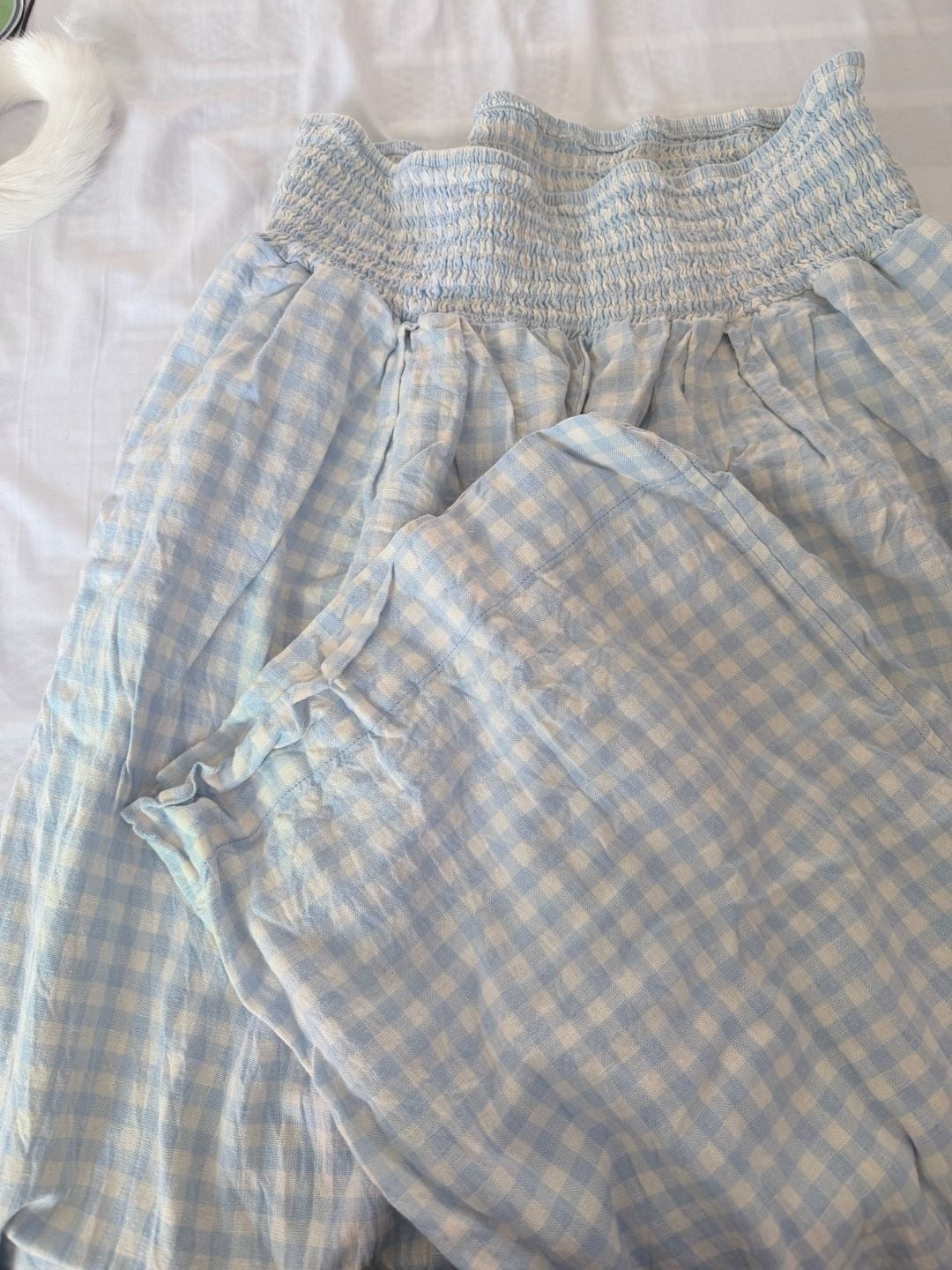 Kimchi Blue Light Blue Gingham Smocked Waist Balloon Pants 4