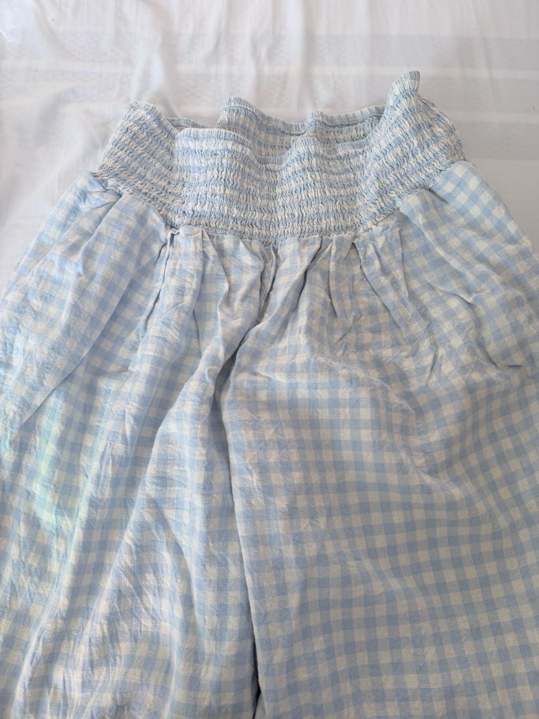Kimchi Blue Light Blue Gingham Smocked Waist Balloon Pants 5