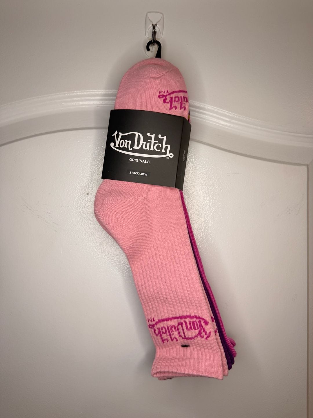 Von Dutch Originals 3-Pack Crew Socks Pink and Purple Set 1