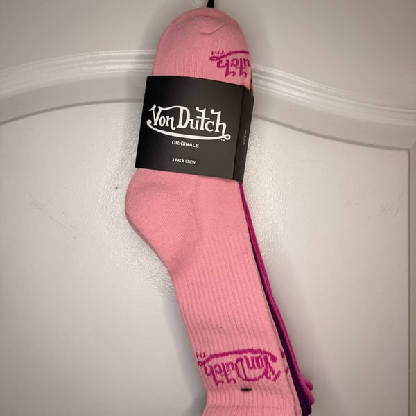 Von Dutch Originals 3-Pack Crew Socks Pink and Purple Set