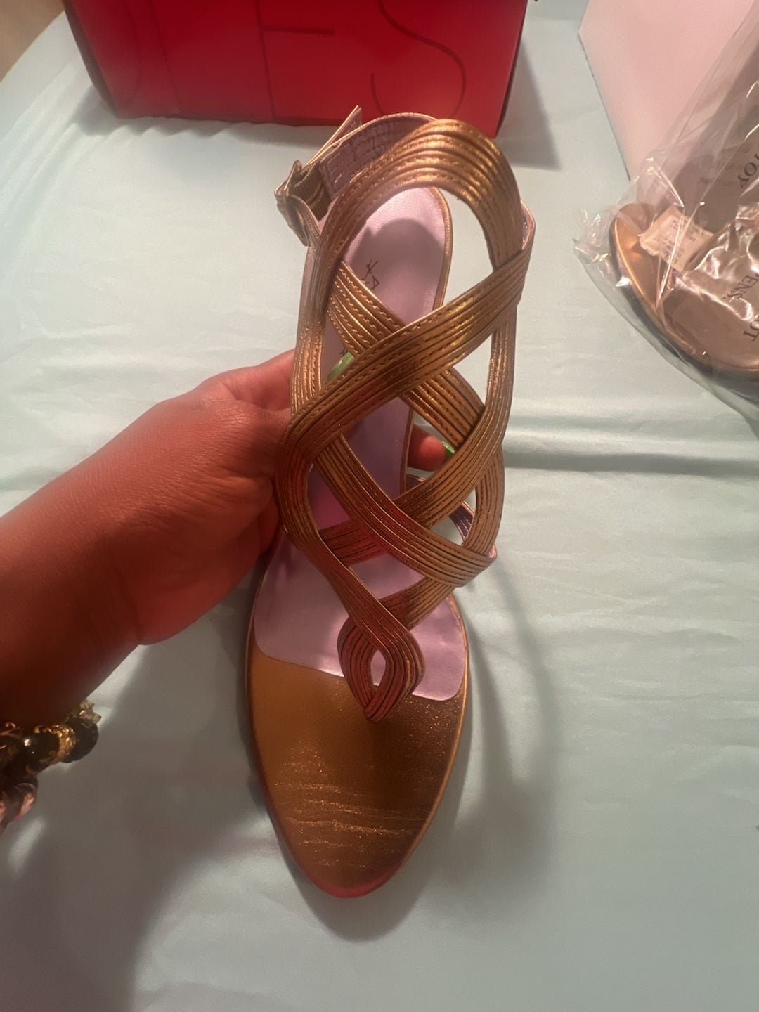 ASHRO Babylon 170 Bronze Metallic Strappy Sandals 5